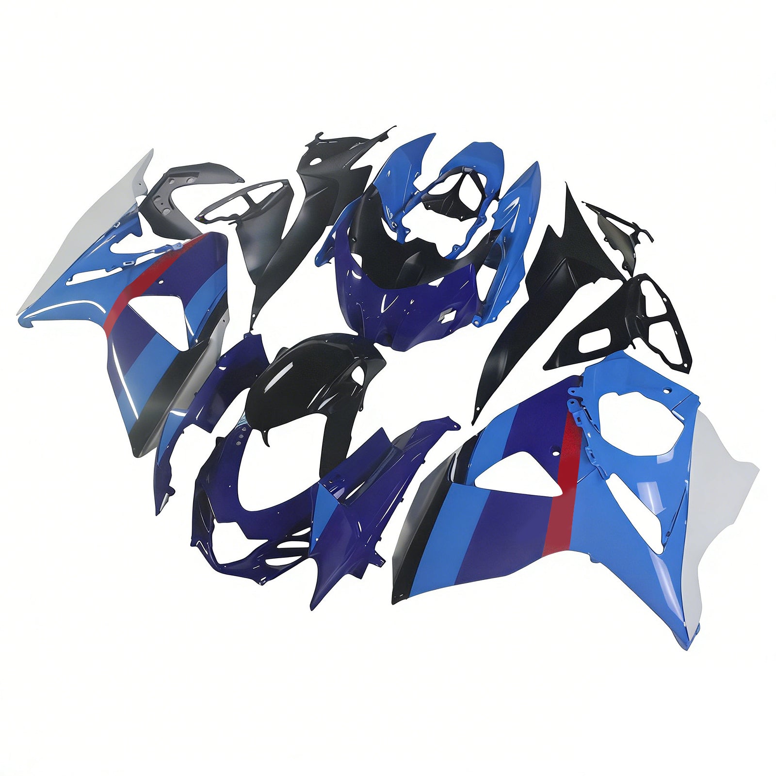 Carénage Amotopart pour Suzuki GSXR1000 2009-2016, bleu multi&Kit rouge