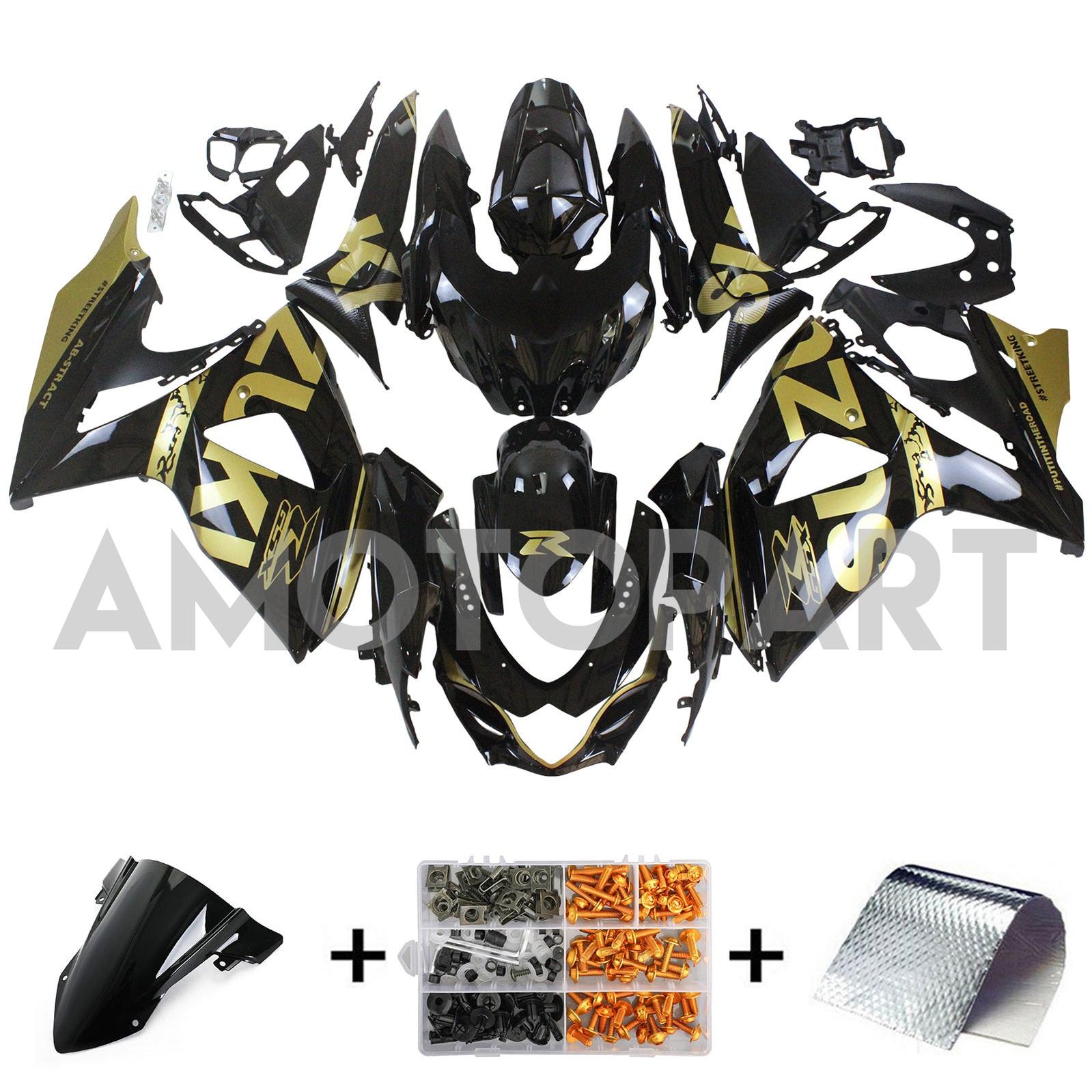Amotopart 2009-2016 Suzuki GSXR1000 Fairing Black&Gold Kit