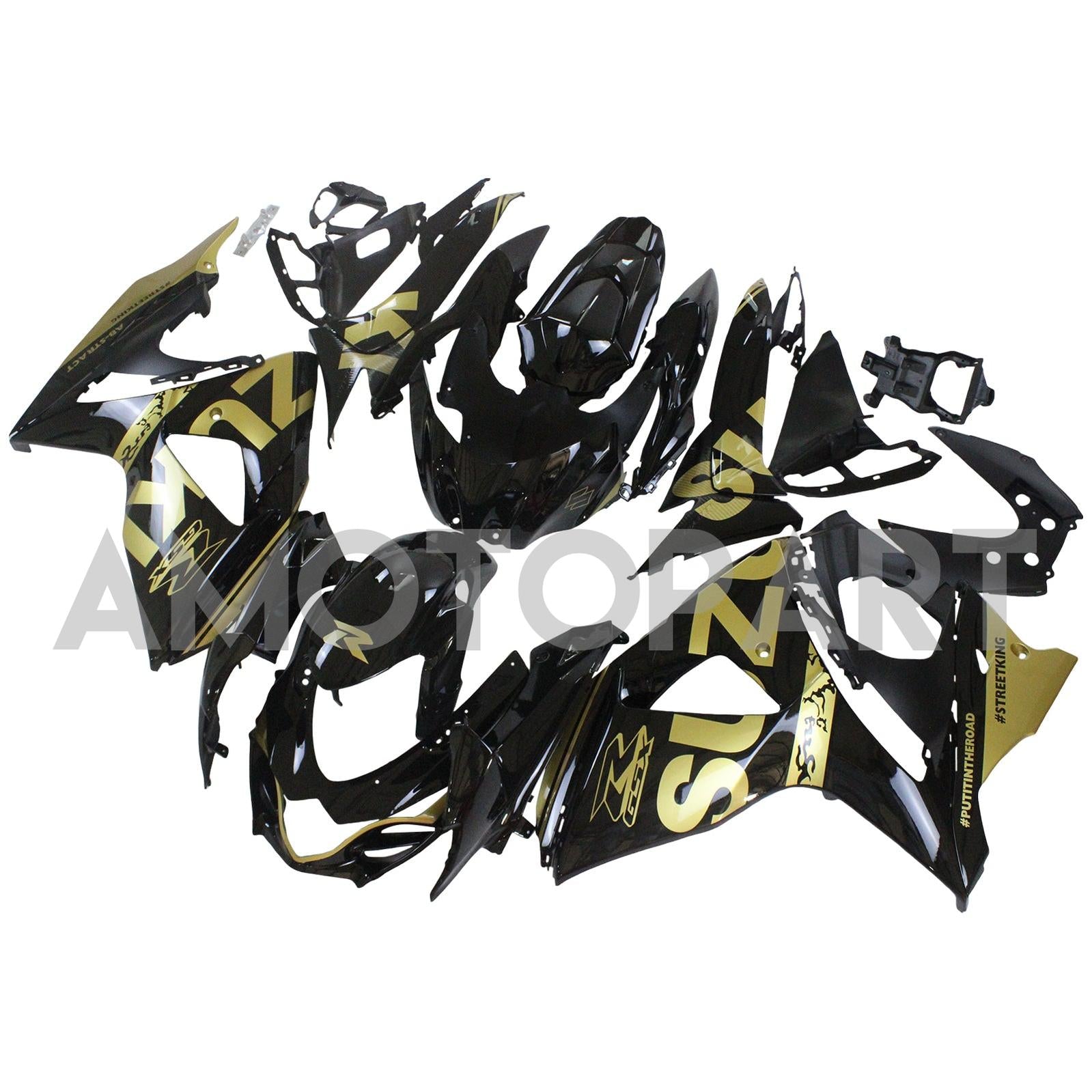 Amotopart 2009-2016 Suzuki GSXR1000 Fairing Black & Gold Kit