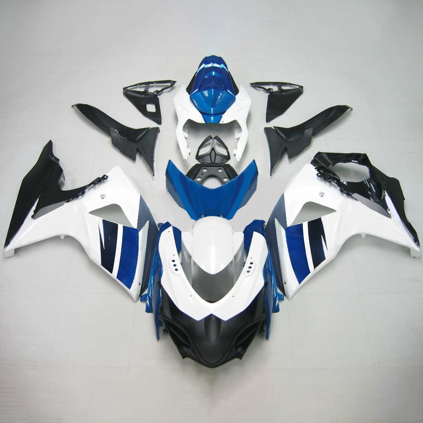 Amotopart 2009-2016 Suzuki GSXR1000 Fairing White & Blue Kit