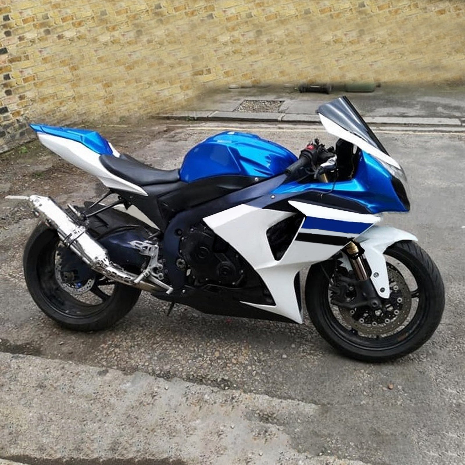 Amotopart 2009-2016 Suzuki GSXR1000 Fairing White & Blue Kit