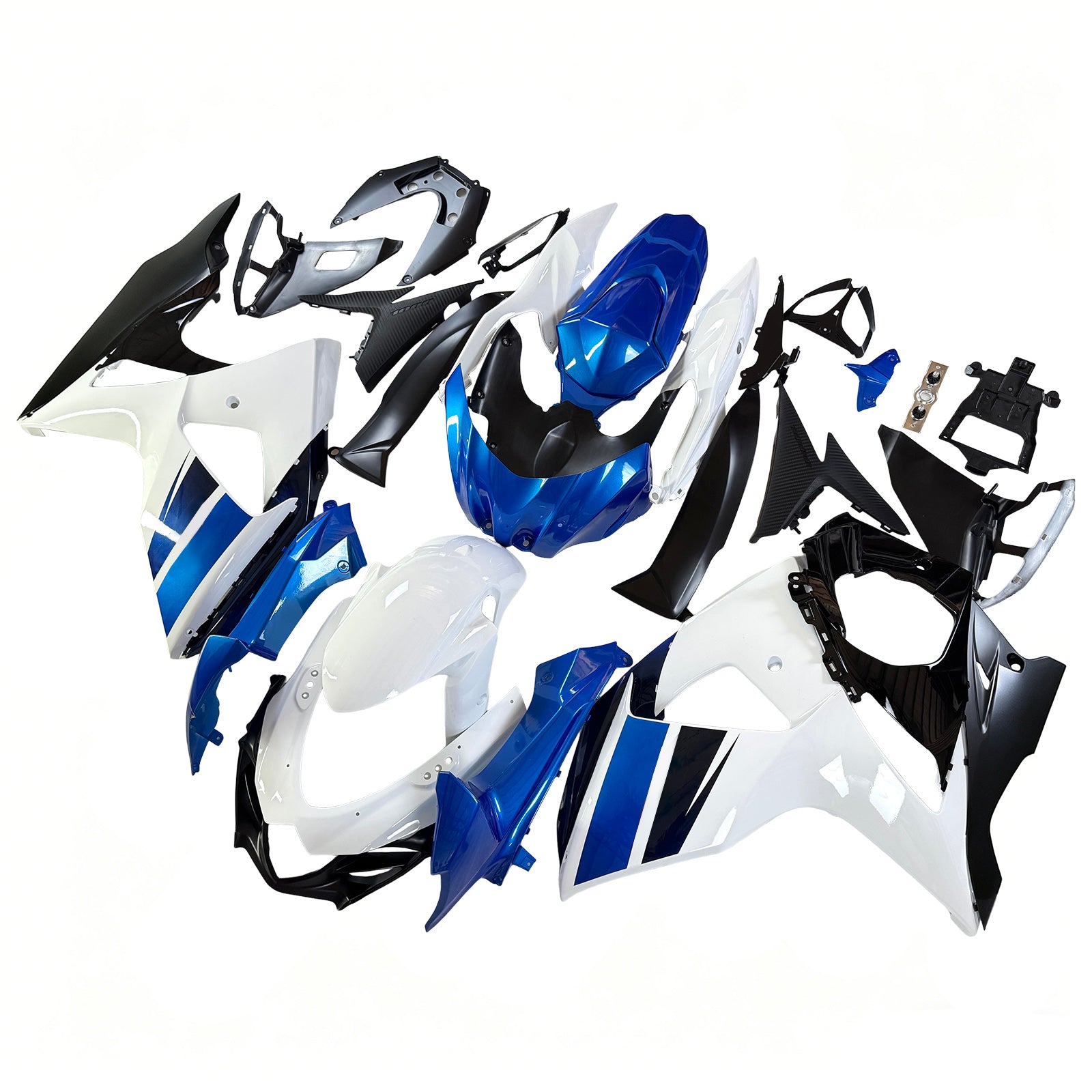 Amotopart 2009-2016 Suzuki GSXR1000 Fairing White & Blue Kit