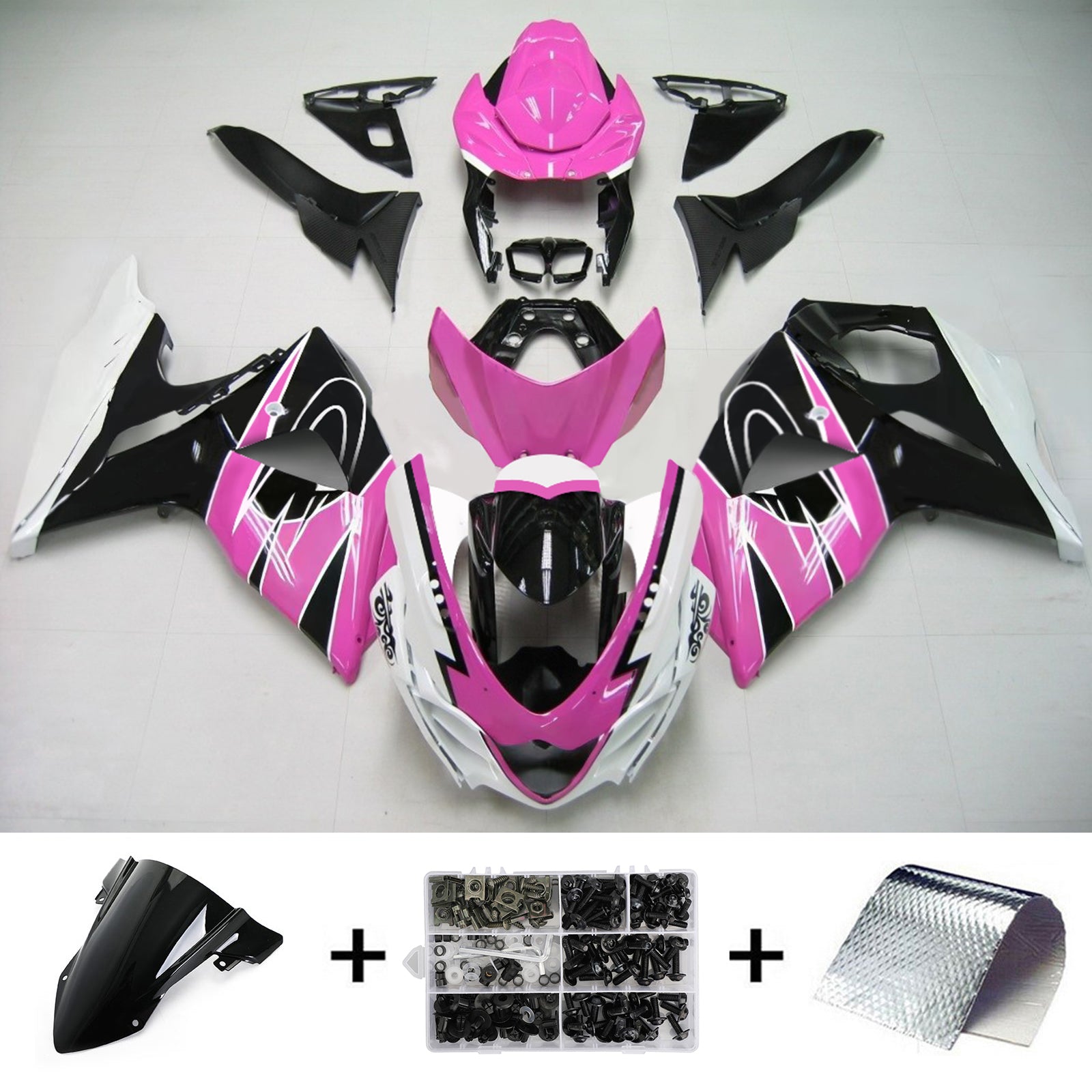 Amotopart 2009-2016 Suzuki GSXR1000 Fairing Pink Kit