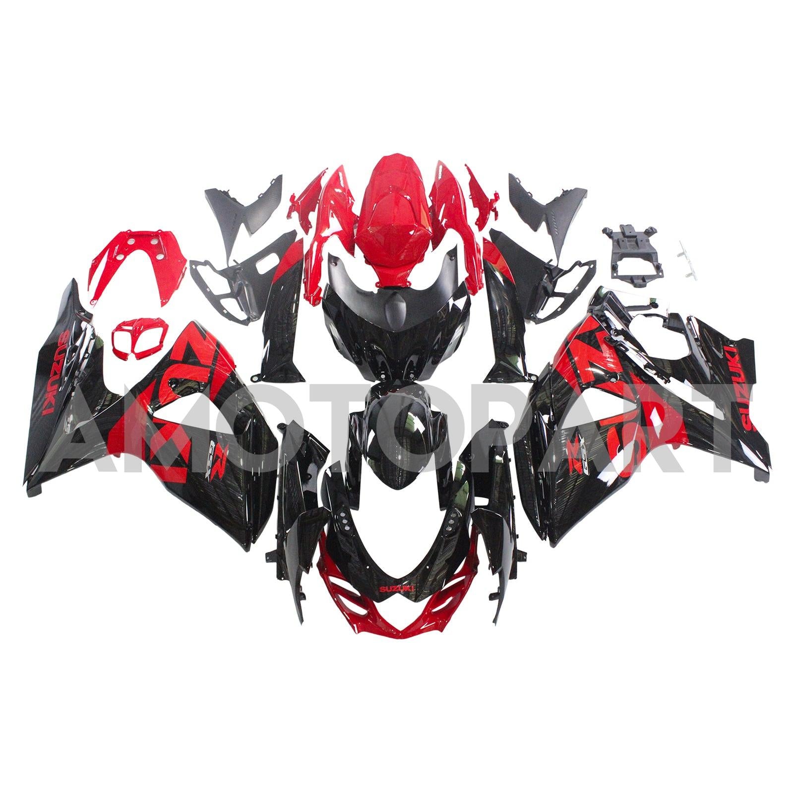 Amotopart 2009-2016 Suzuki GSXR1000 Fairing Black&Red Kit