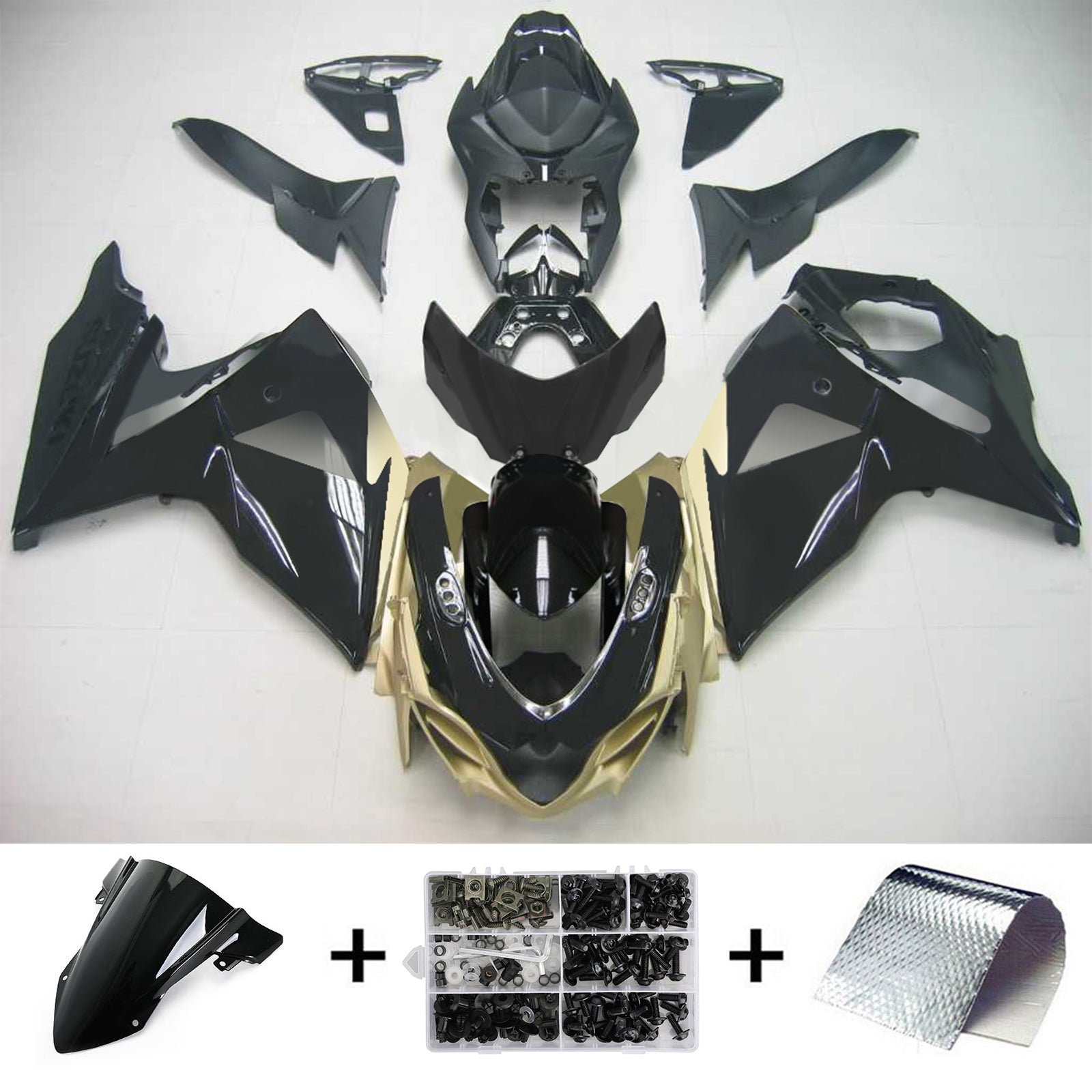 Amotopart 2009-2016 Suzuki GSXR1000 Fairing Gold&Black Kit