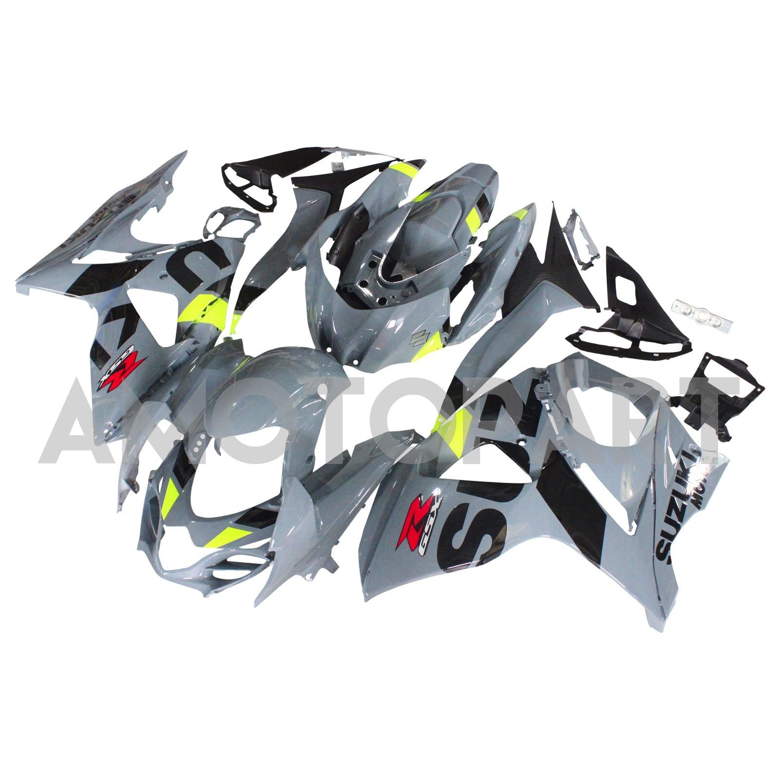 Amotopart 2009–2016 Suzuki GSXR1000 Verkleidung, Grau&Schwarzes Kit