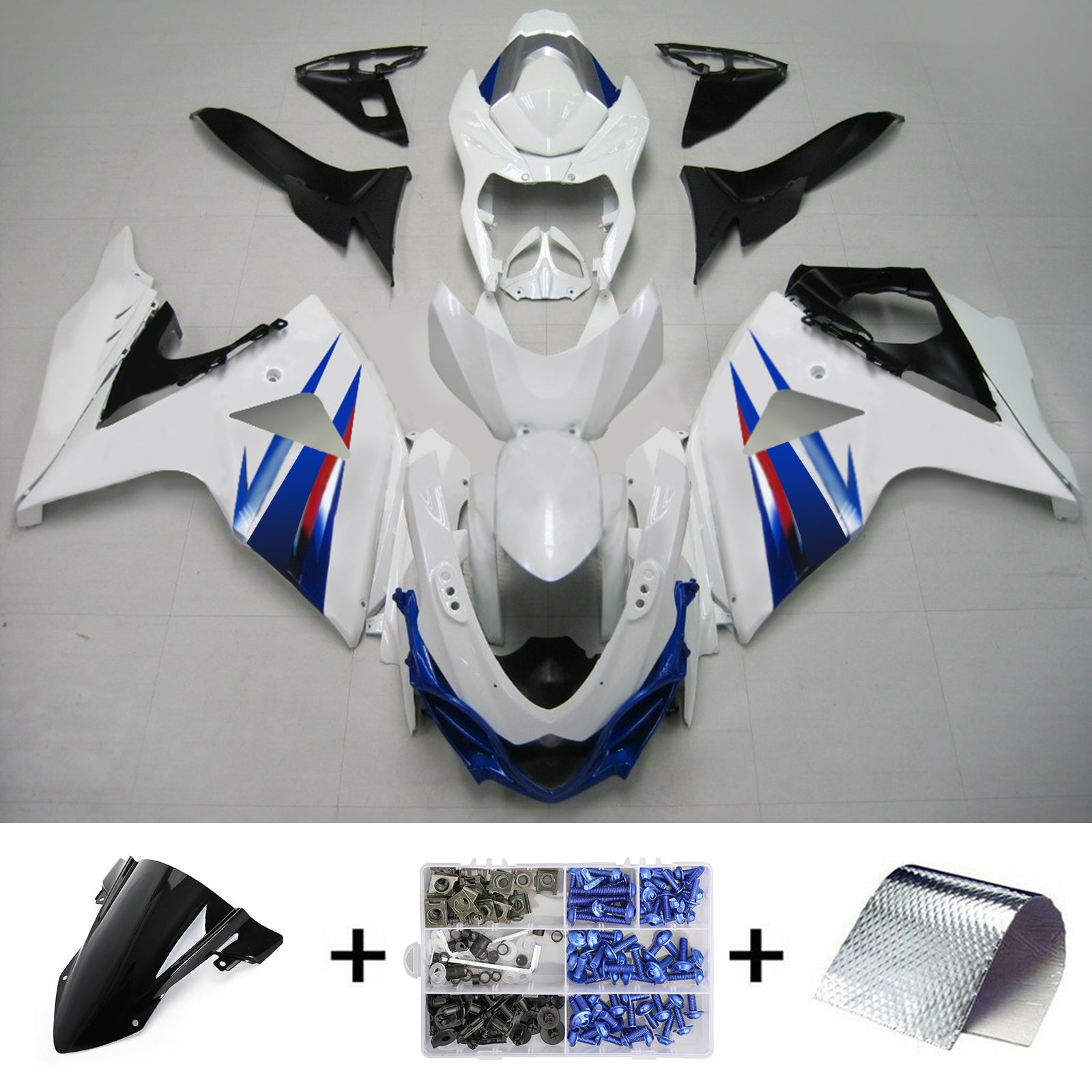 Cupolino Amotopart bianco per Suzuki GSXR1000 2009-2016&BKit blu