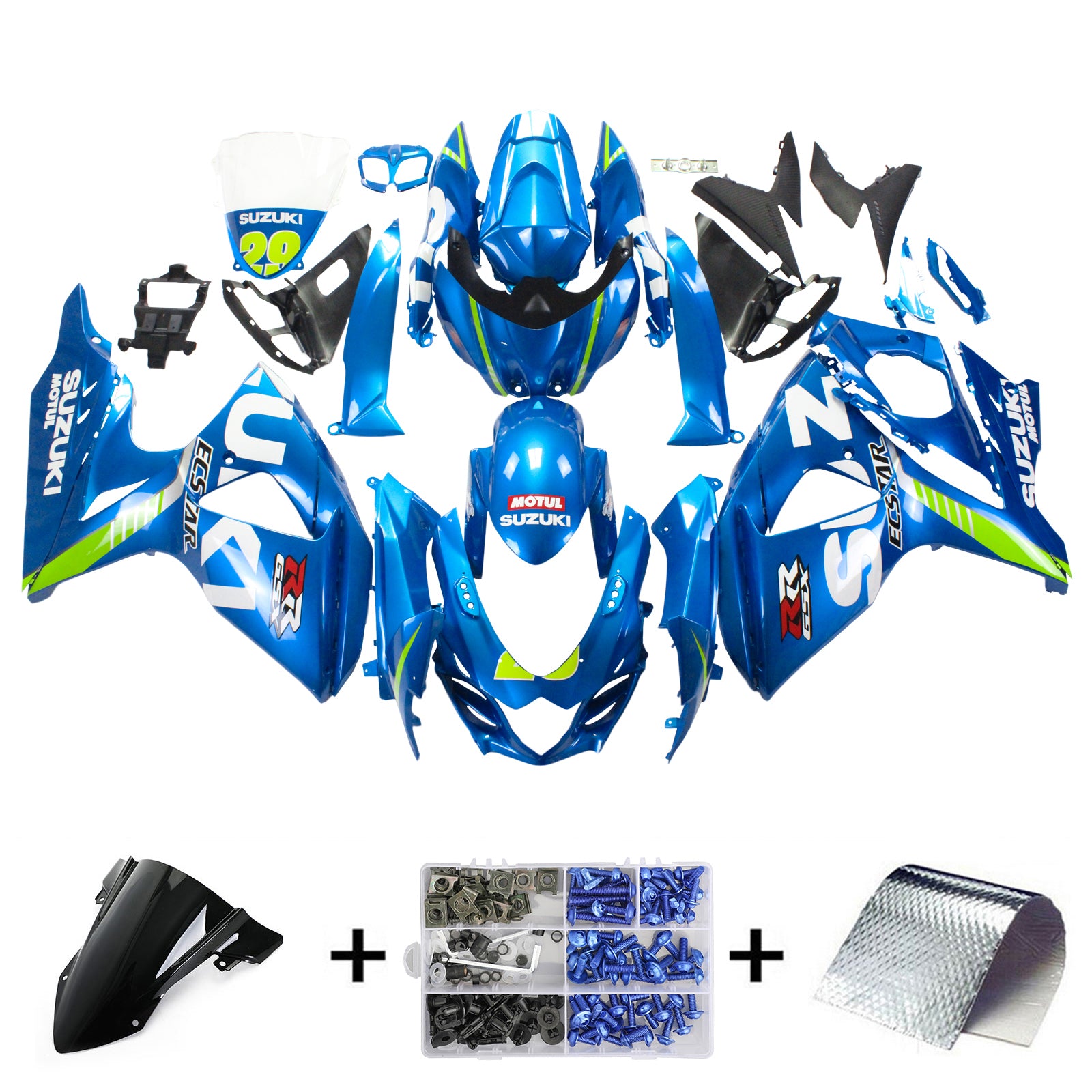 Amotopart 2009-2016 Suzuki GSXR1000 Fairing Blue 29 Kit