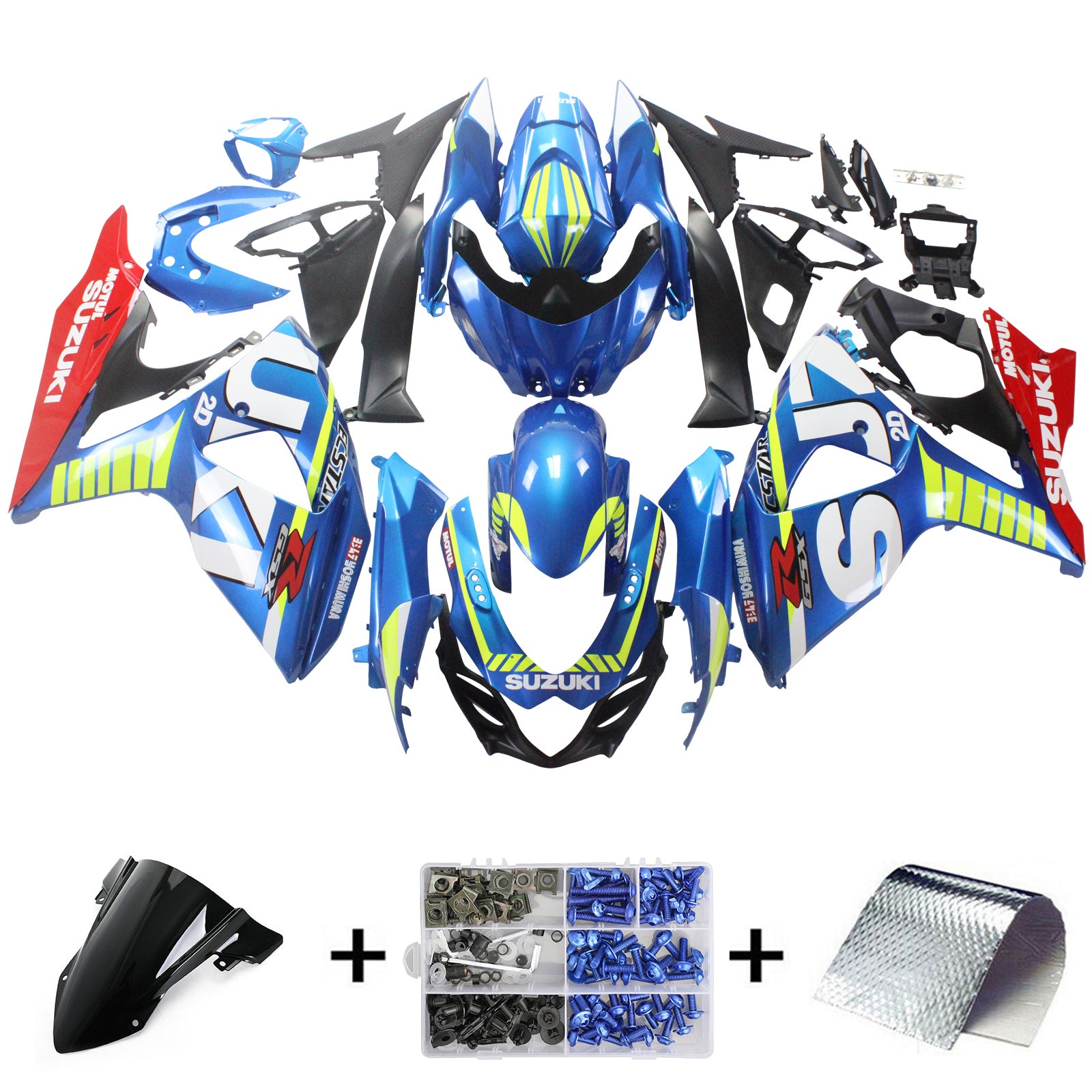 Amotopart 2009-2016 Suzuki GSXR1000 Kit de carenado azul de dibujos animados