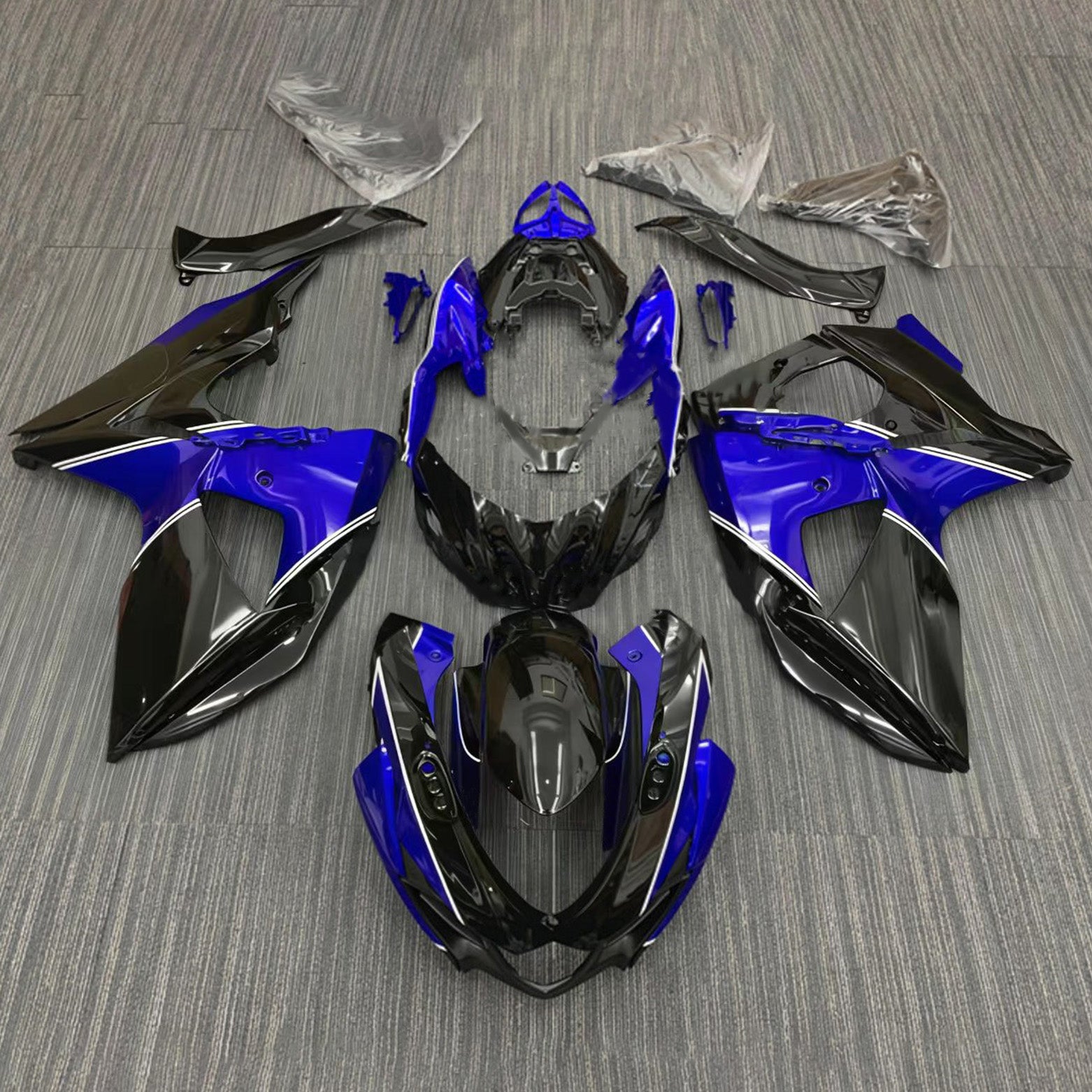 Amotopart 2009-2016 K9 GSXR1000 Suzuki Black&Blue Style2 Fairing Kit