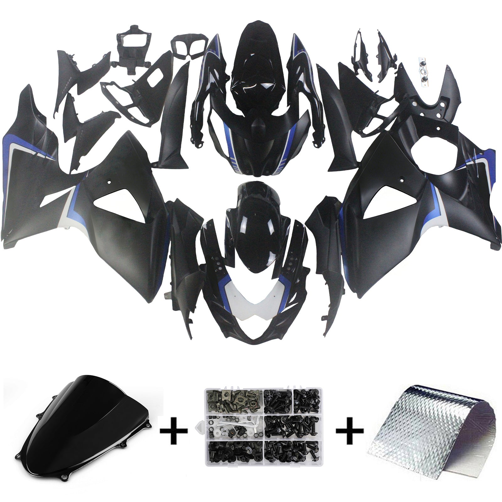 Amotopart 2009-2016 K9 GSXR1000 Suzuki Nero e Blu Style3 Kit carena