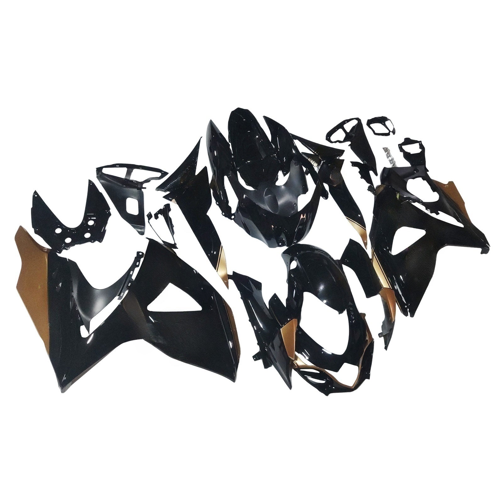 Amotopart 2009-2016 K9 GSXR1000 Suzuki Black with Gold Accents Fairing Kit