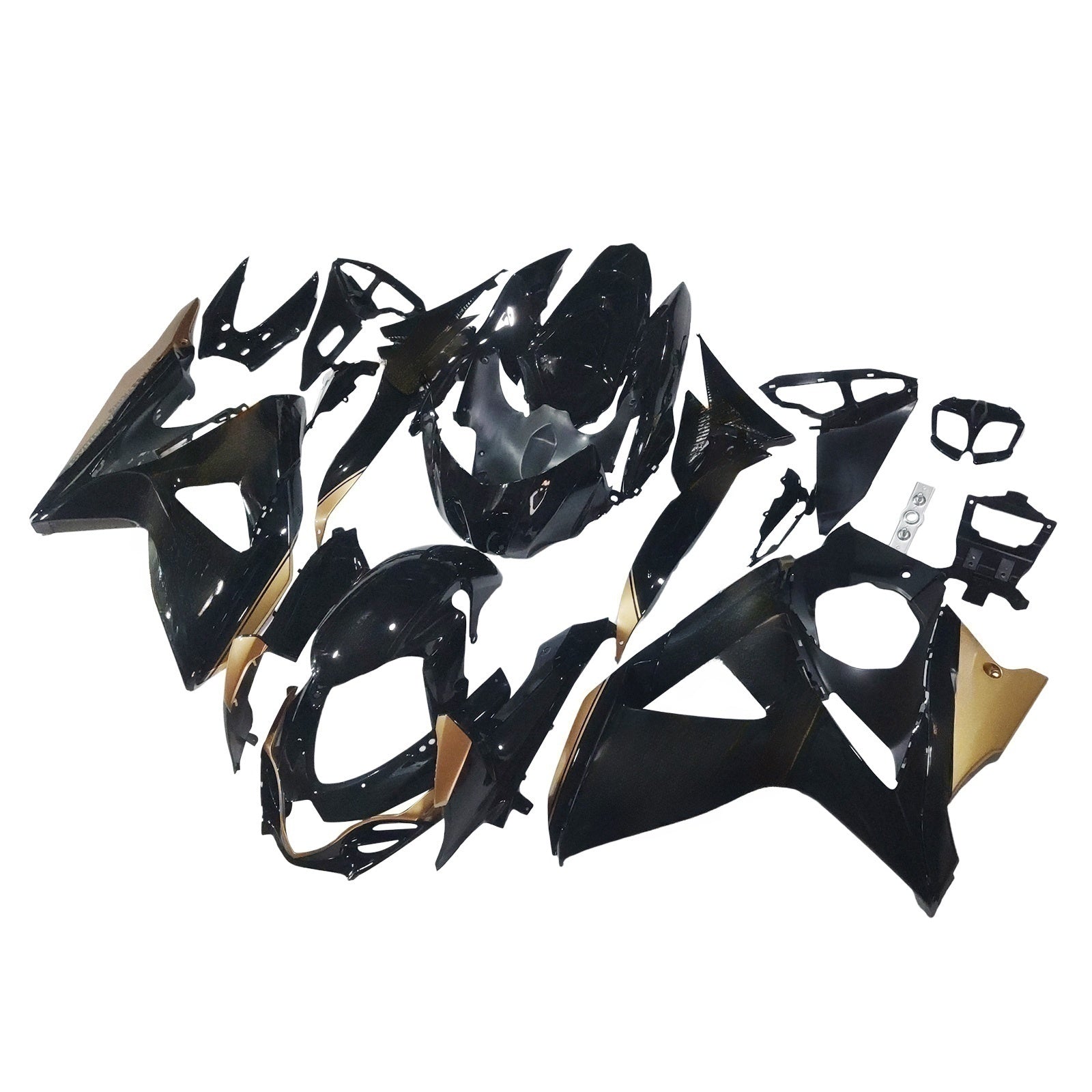 Amotopart 2009-2016 K9 GSXR1000 Suzuki Black with Gold Accents Fairing Kit