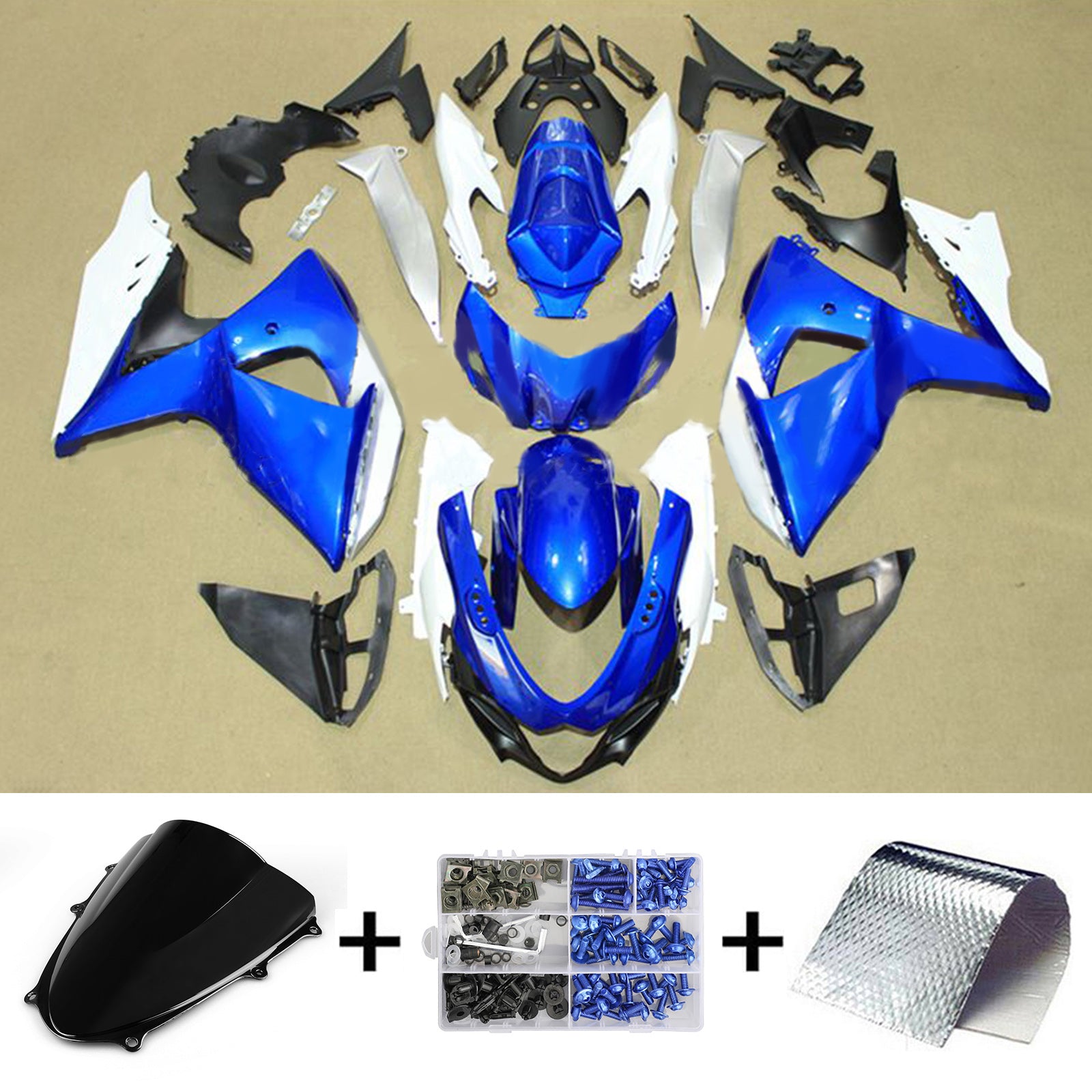 Amotopart 2009-2016 K9 GSXR1000 Suzuki Blue&White Style3 Kit carenatura