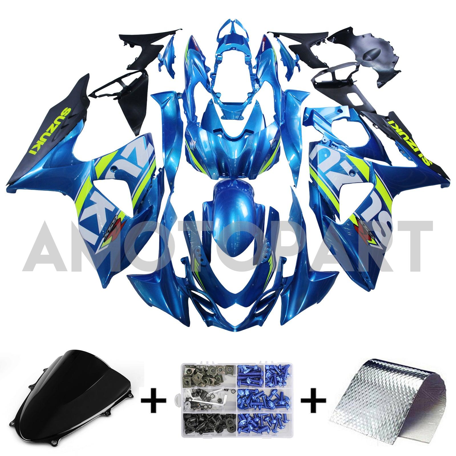 Amotopart 2009-2016 K9 GSXR1000 Suzuki Blue&Yellow Style2 Fairing Kit