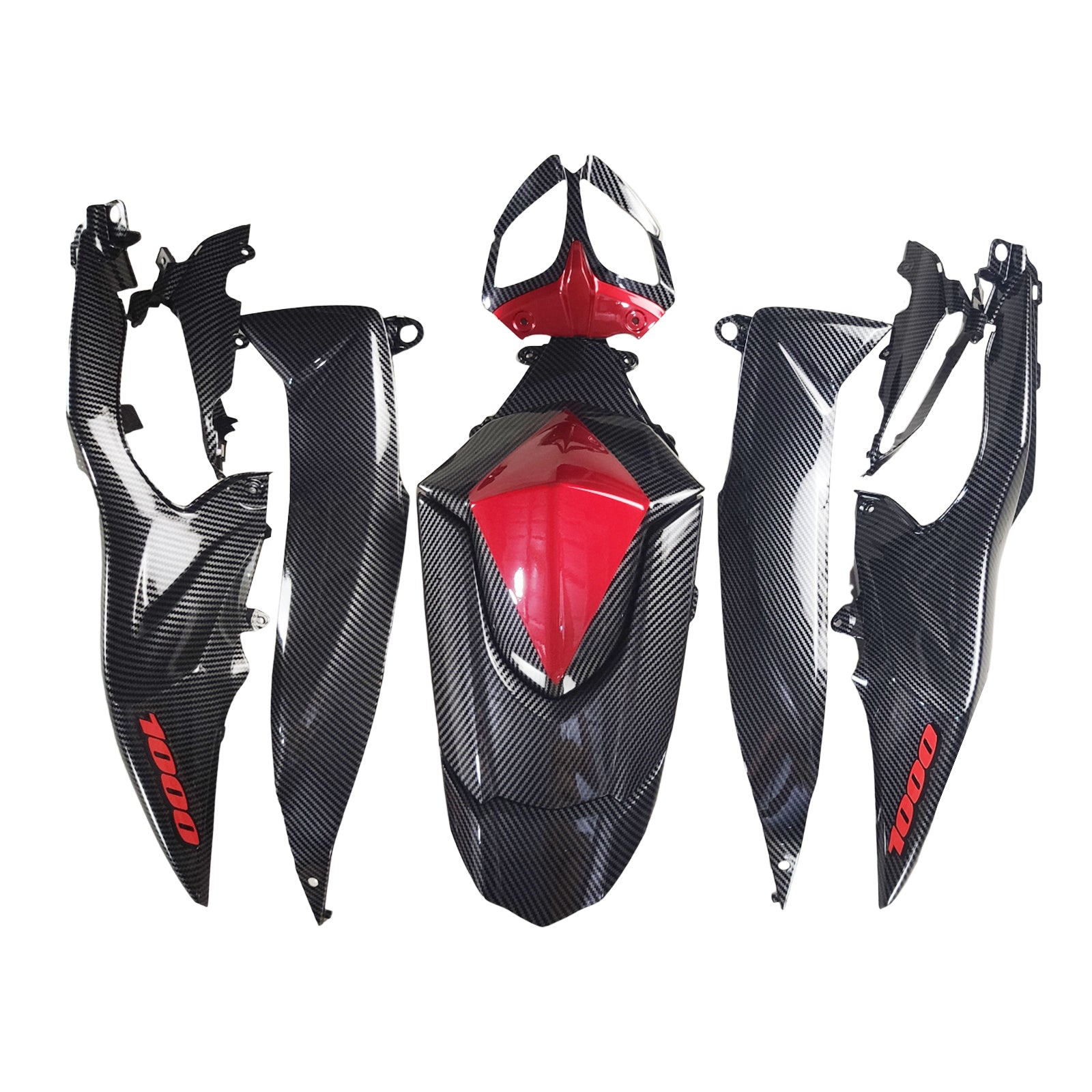 Amotopart 2009-2016 K9 GSXR1000 Suzuki Carbon Fiber with Red Accents Fairing Kit