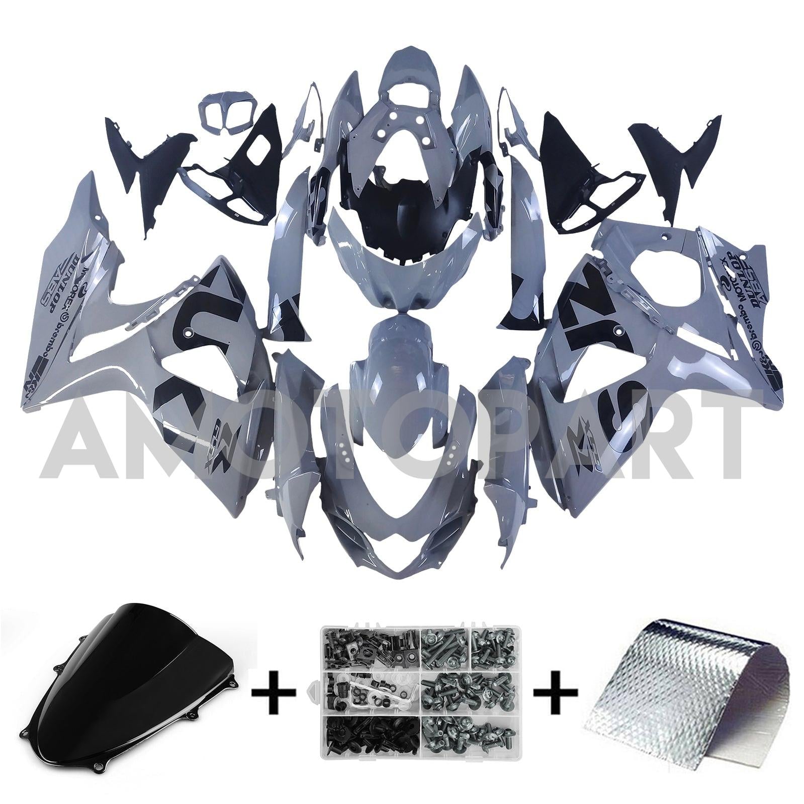 Amotopart 2009-2016 K9 GSXR1000 Suzuki Grey&Black Fairing Kit