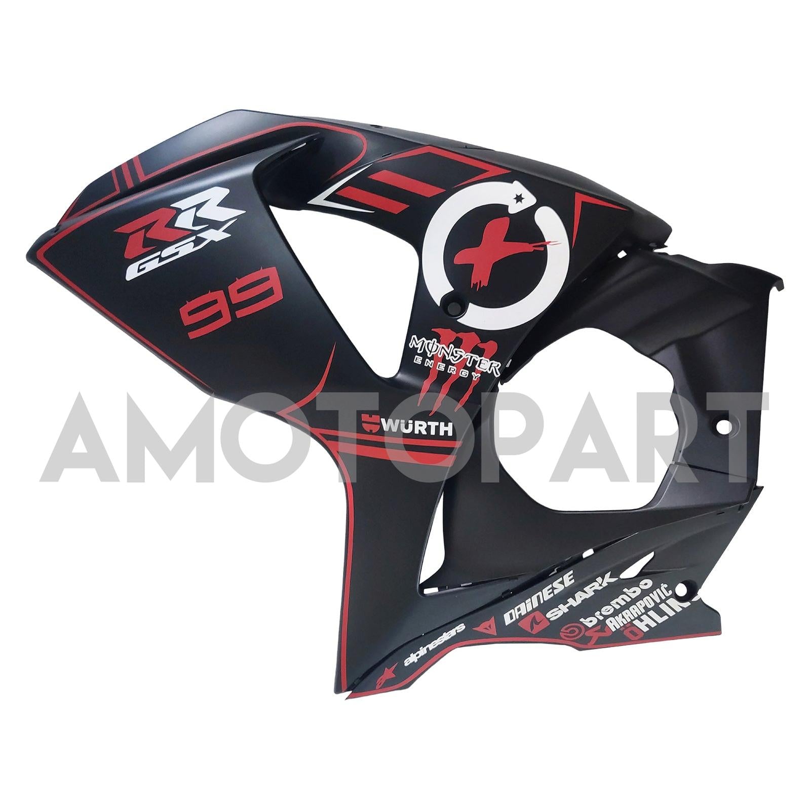 Amotopart 2009-2016 K9 GSXR1000 Suzuki Matte Black With Red Stripe Fairing Kit