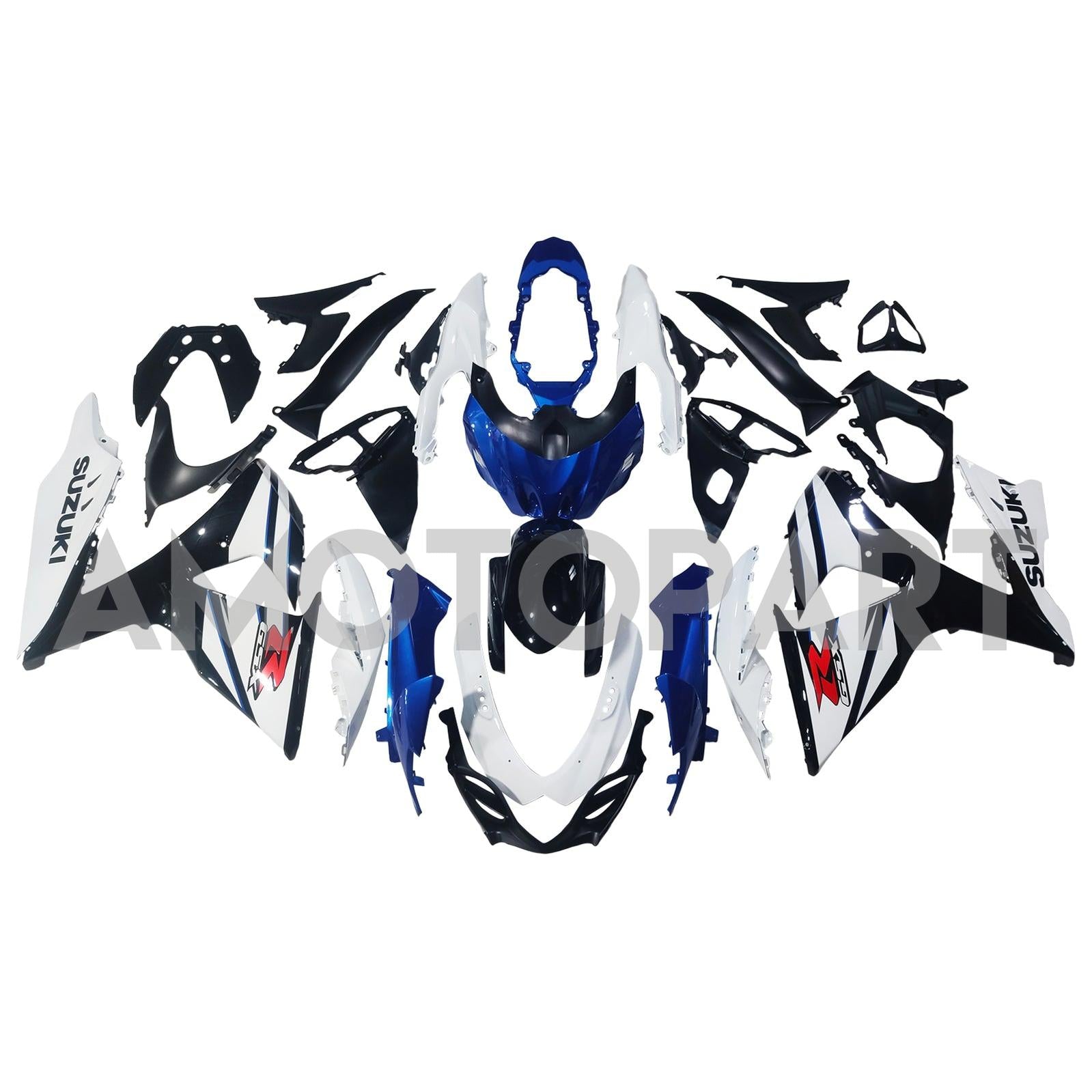 Amotopart 2009-2016 K9 GSXR1000 Suzuki Blue & White Style2 Kit de carenagem