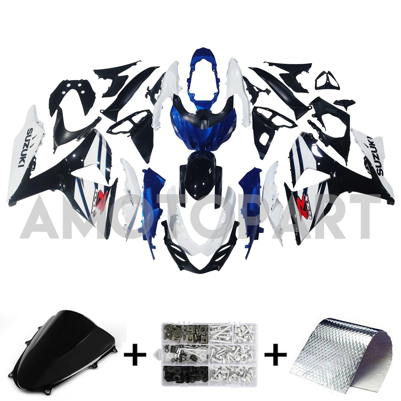 Amotopart 2009-2016 K9 GSXR1000 Suzuki Blue&White Style2 Fairing Kit