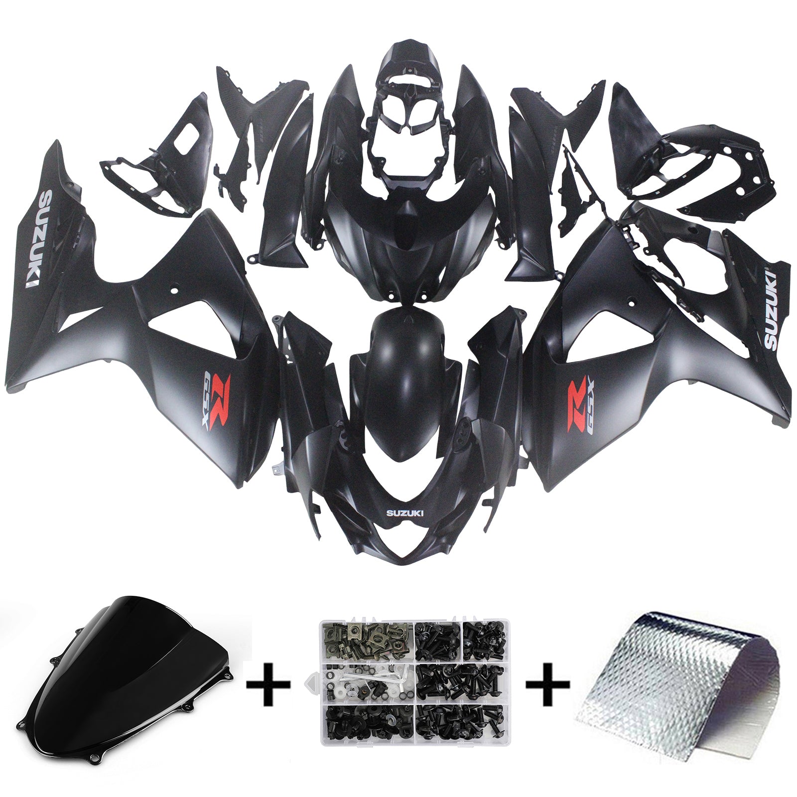 Amotopart 2009-2016 K9 GSXR1000 Suzuki Matte Black Fairing Kit