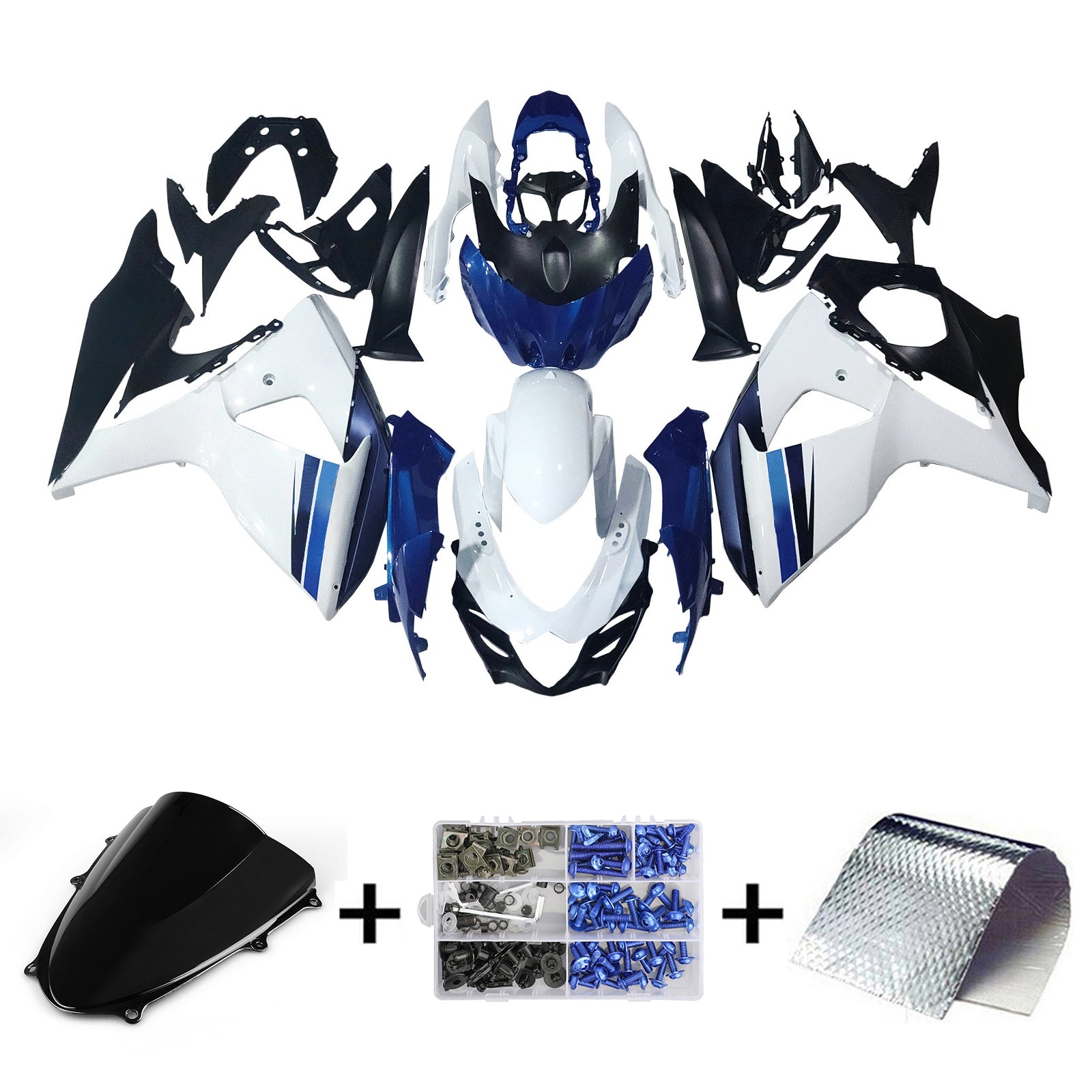 Amotopart 2009-2016 K9 GSXR1000 Suzuki Blue&White Style1 Fairing Kit