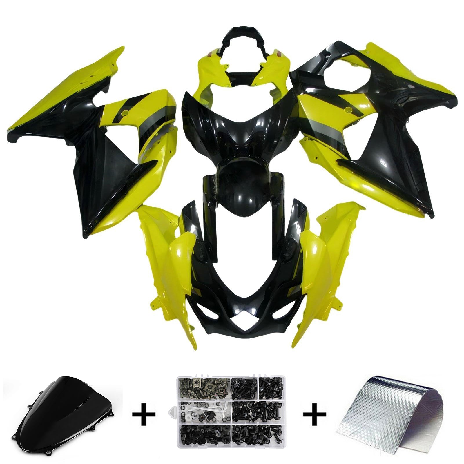 Amotopart 2009-2016 K9 GSXR1000 Suzuki Kit carena giallo e nero