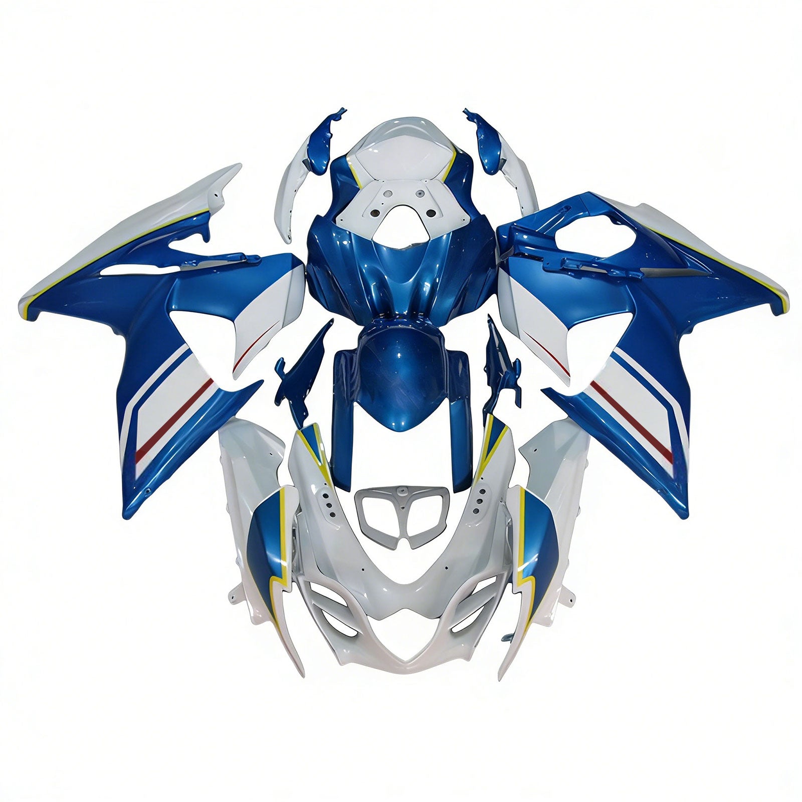 Amotopart 2009-2016 K9 GSXR1000 Suzuki Bianco e Blu Style4 Kit carena