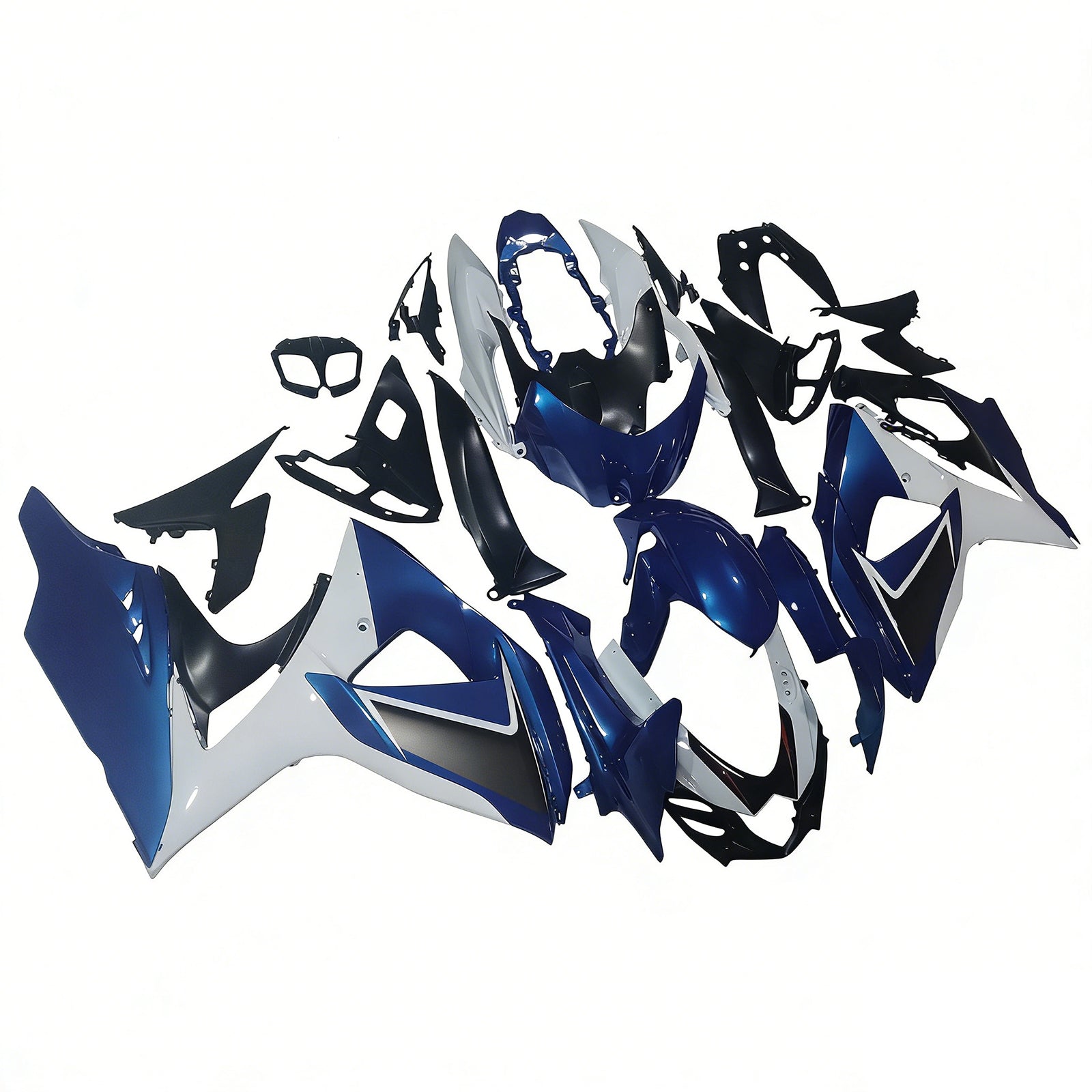Amotopart 2009-2016 K9 GSXR1000 Suzuki White&Blue Style5 Fairing Kit