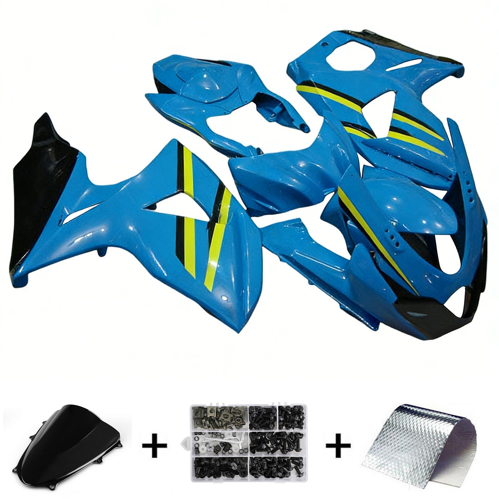 Amotopart 2009-2016 K9 GSXR1000 Suzuki Blue with Yellow Accents Fairing Kit