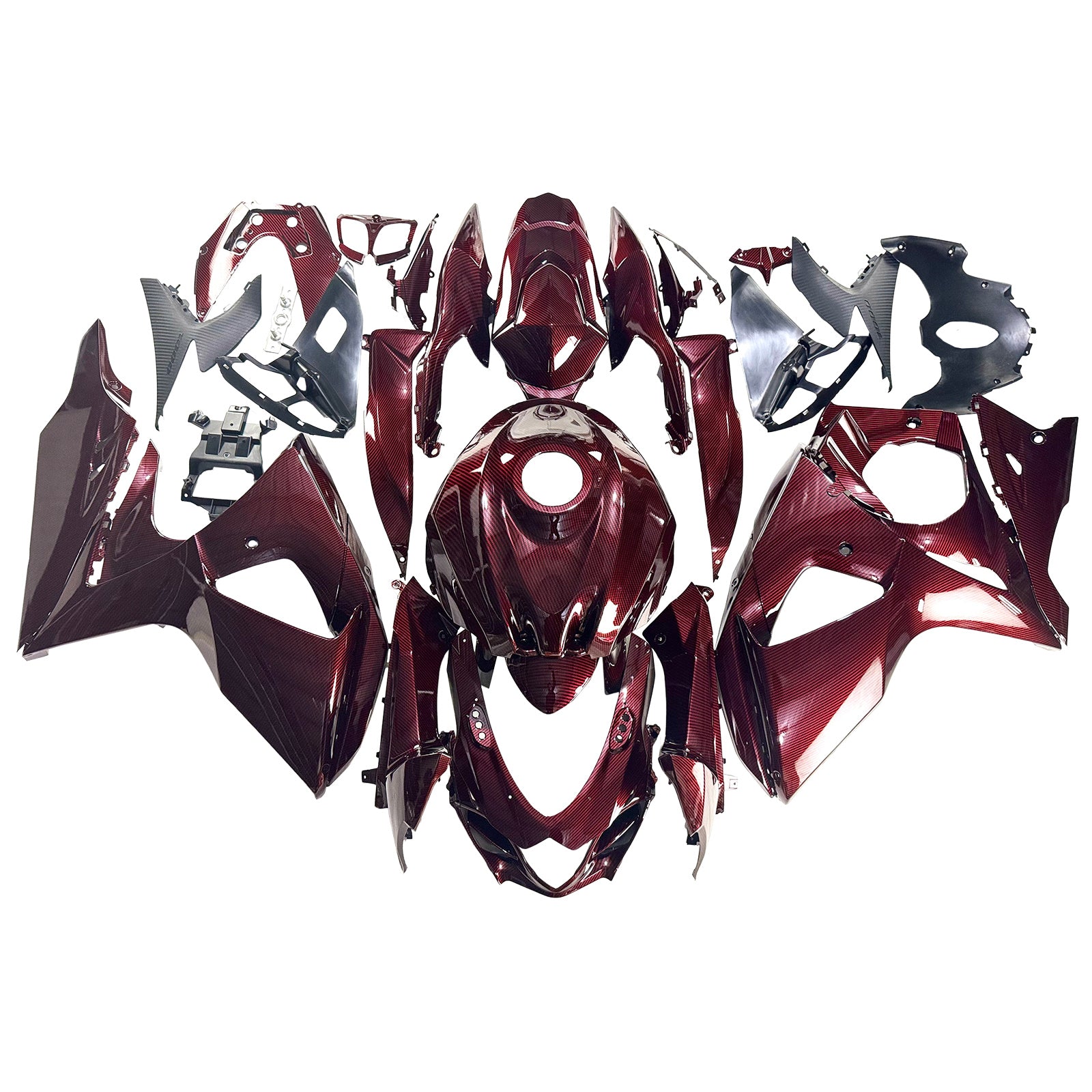 Amotopart 2009-2016 Suzuki GSXR1000 Red Carbon Fiber Pattern Fairing Kit