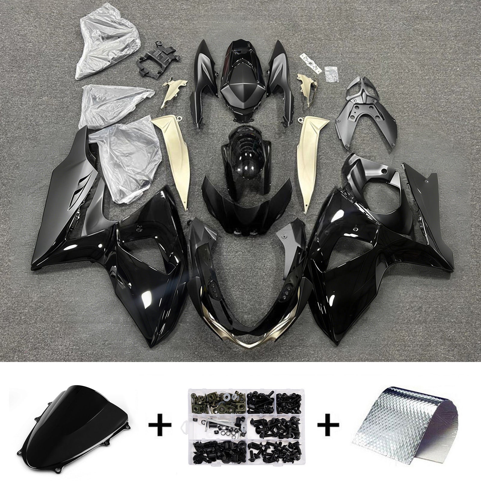 Amotopart 2009-2016 Suzuki GSXR1000 Black Fairing Kit