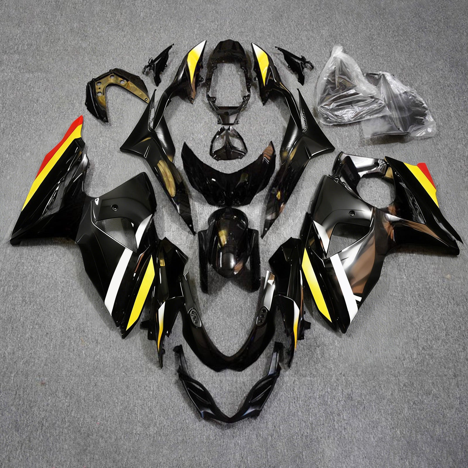 Amotopart 2009-2016 Suzuki GSXR1000 Black White Yellow Fairing Kit