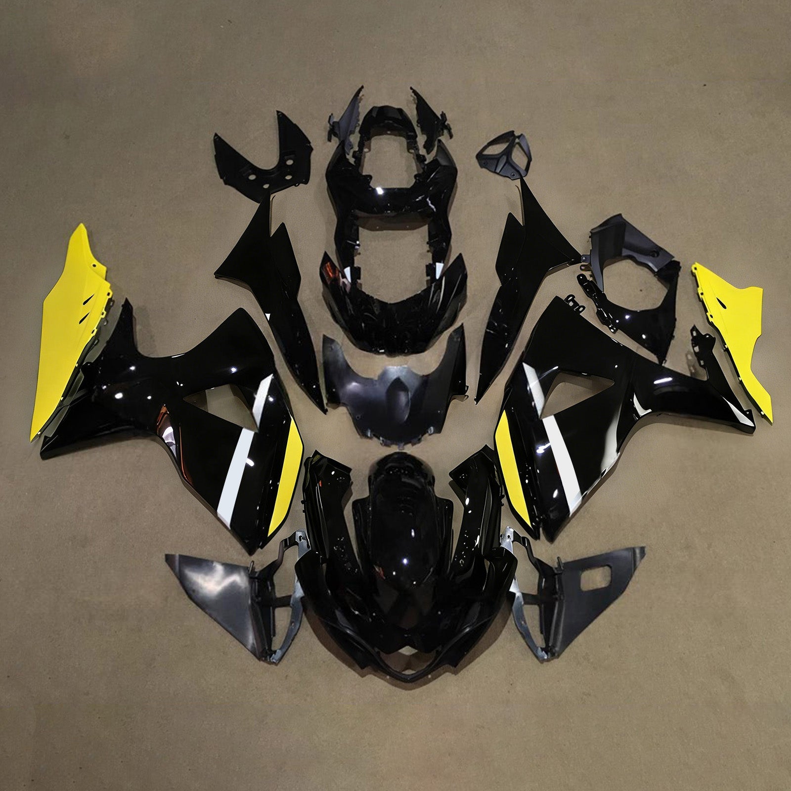 Amotopart 2009-2016 Suzuki GSXR1000 Black White Yellow Fairing Kit