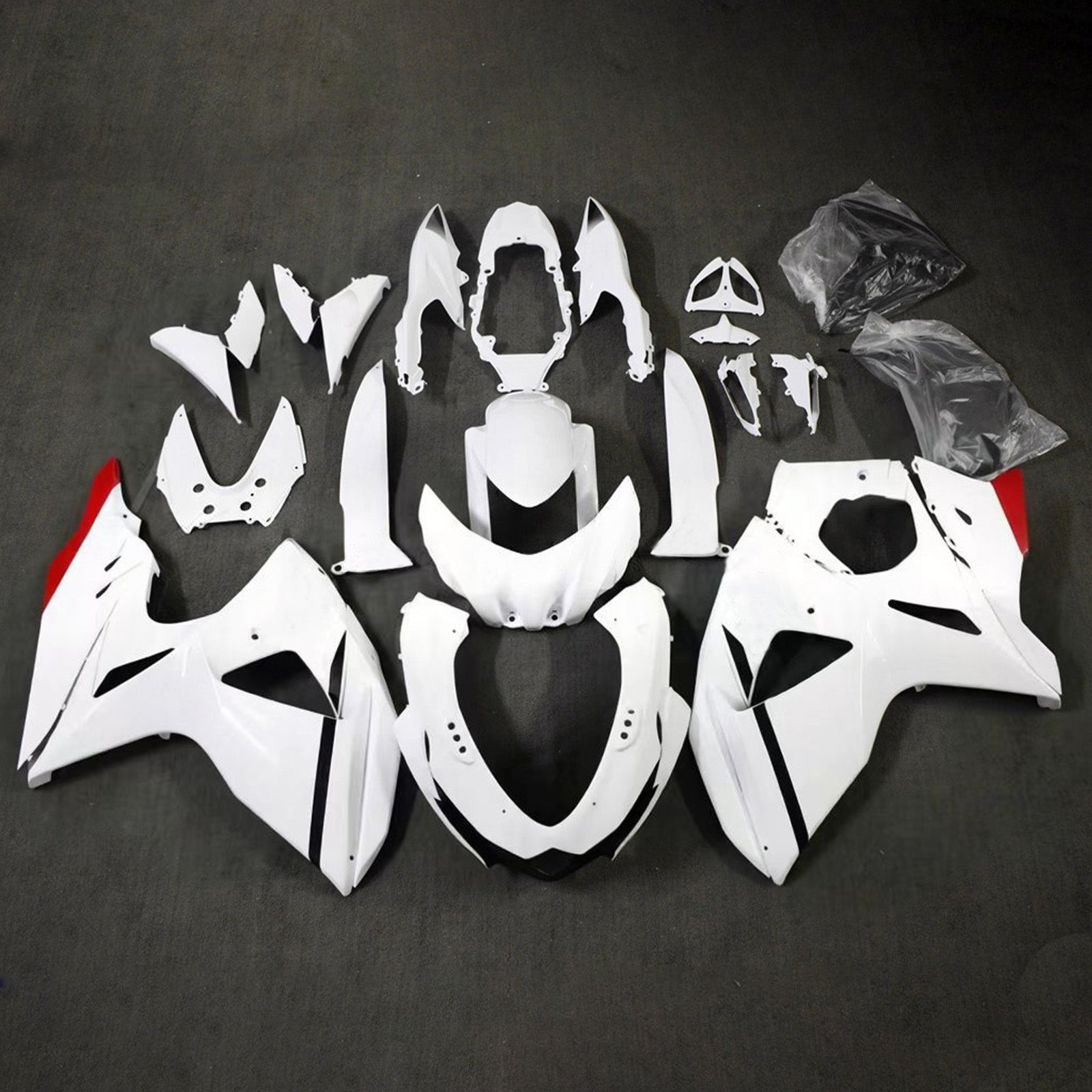 Amotopart 2009-2016 Suzuki GSXR1000 White Black Red Fairing Kit