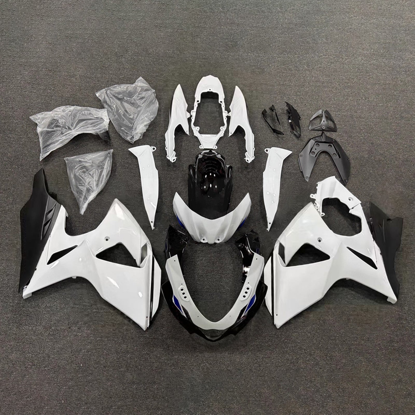 Amotopart 2009-2016 Suzuki GSXR1000 White Blue Black Fairing Kit
