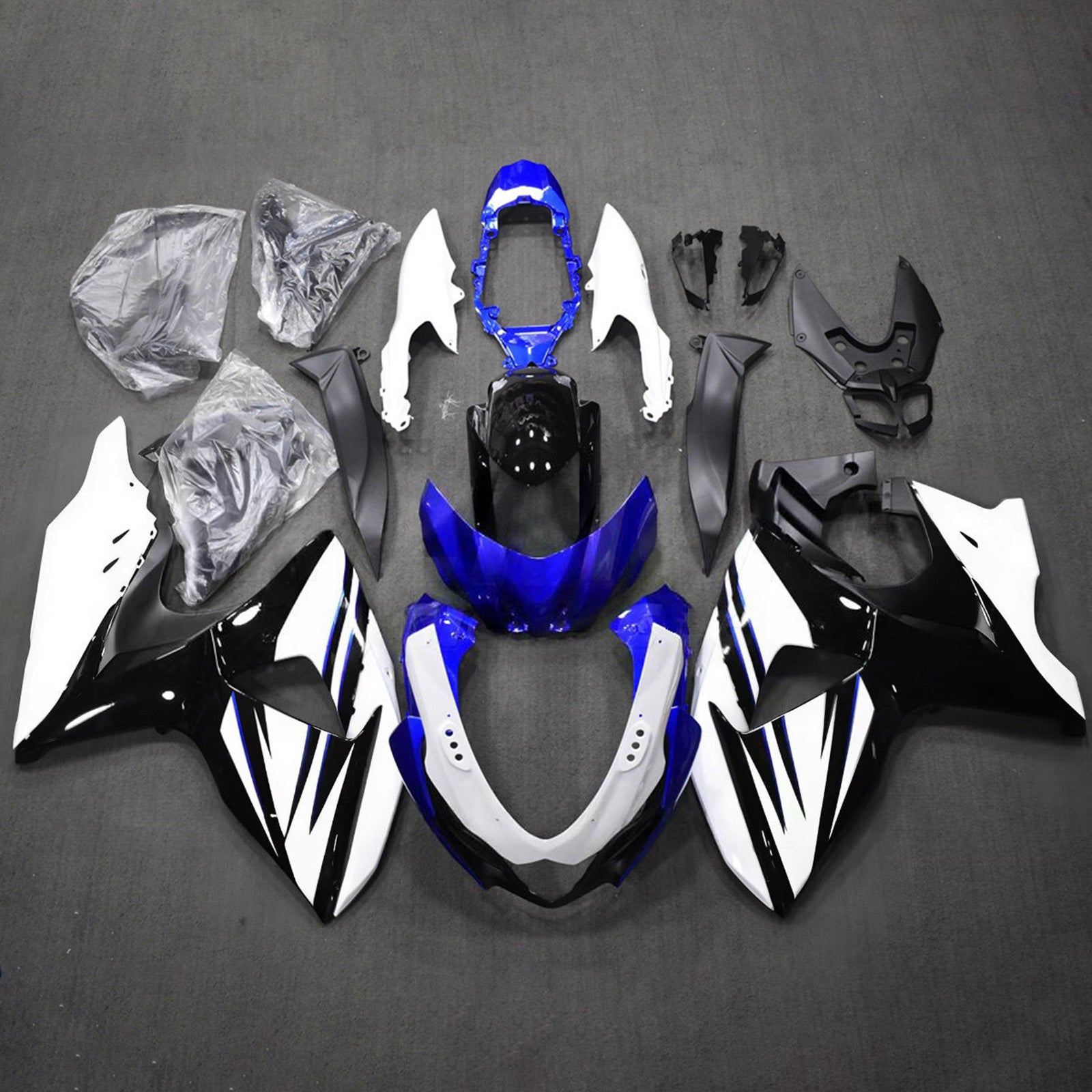 Amotopart 2009-2016 Suzuki GSXR1000 Black White Blue Fairing Kit
