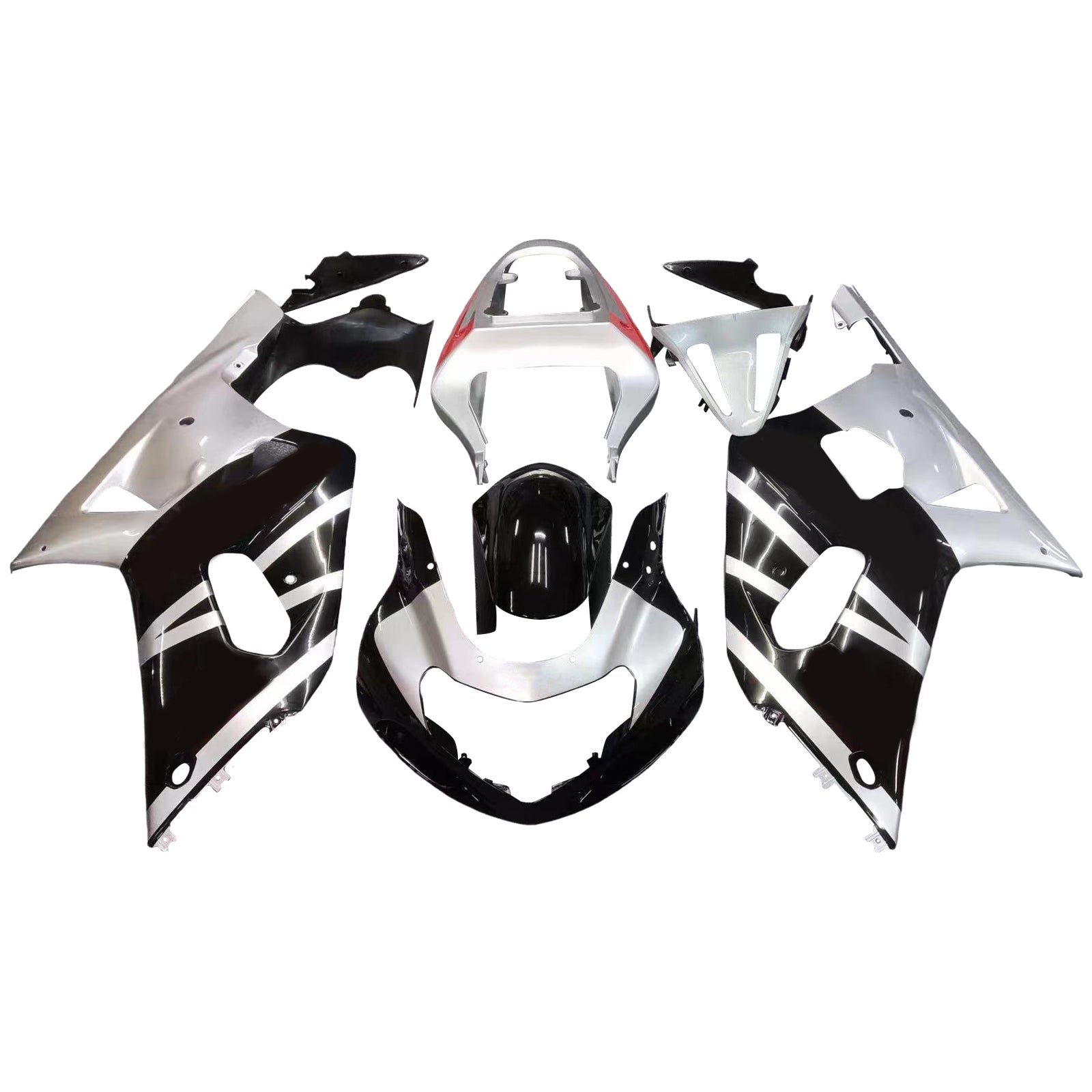 Amotopart Suzuki 01-03 GSXR600 & 00-03 GSXR750 Black Silver GSXR Racing Fairing Kit
