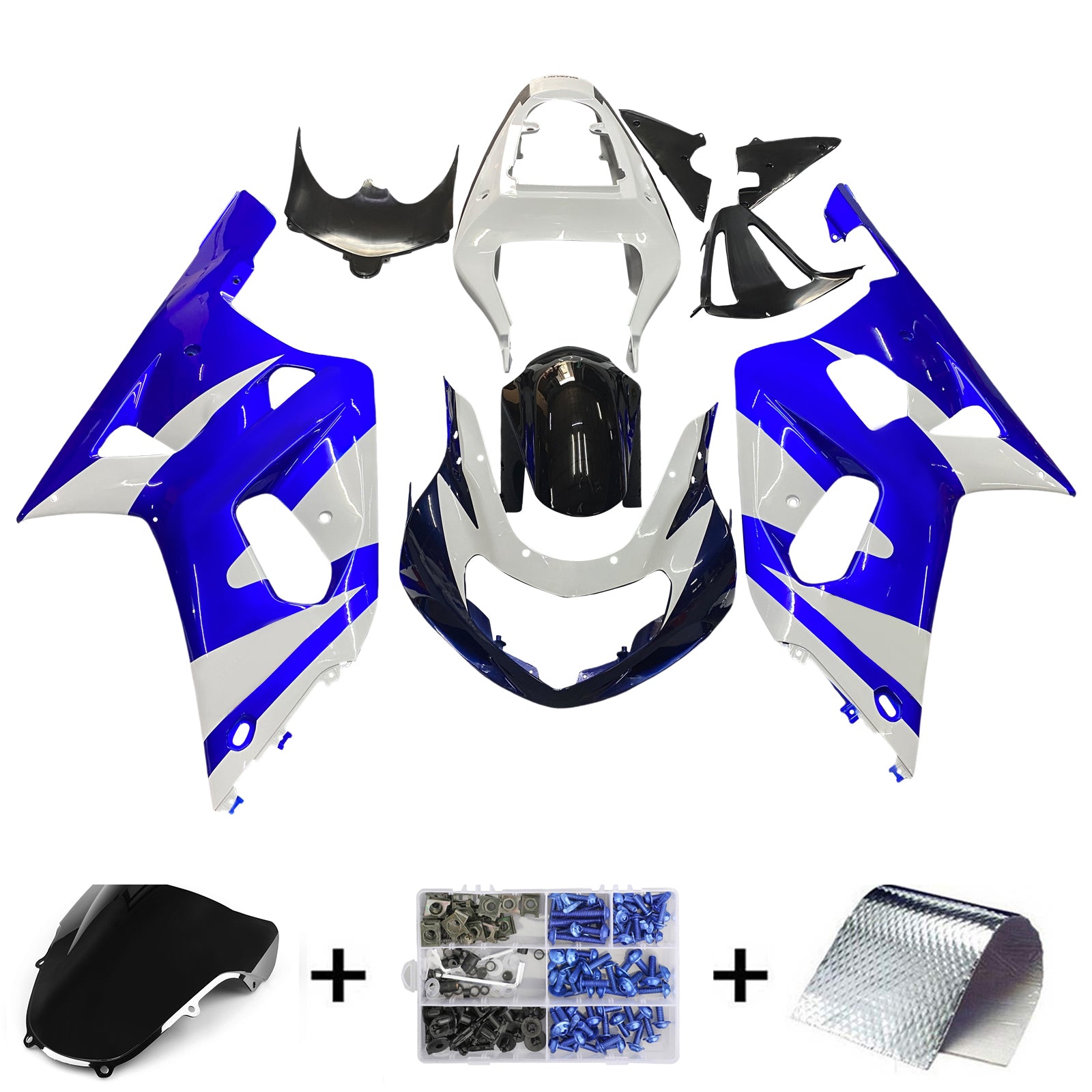 Amotopart Suzuki 01-03 GSXR600 & 00-03 GSXR750 Blue White Fairing Kit