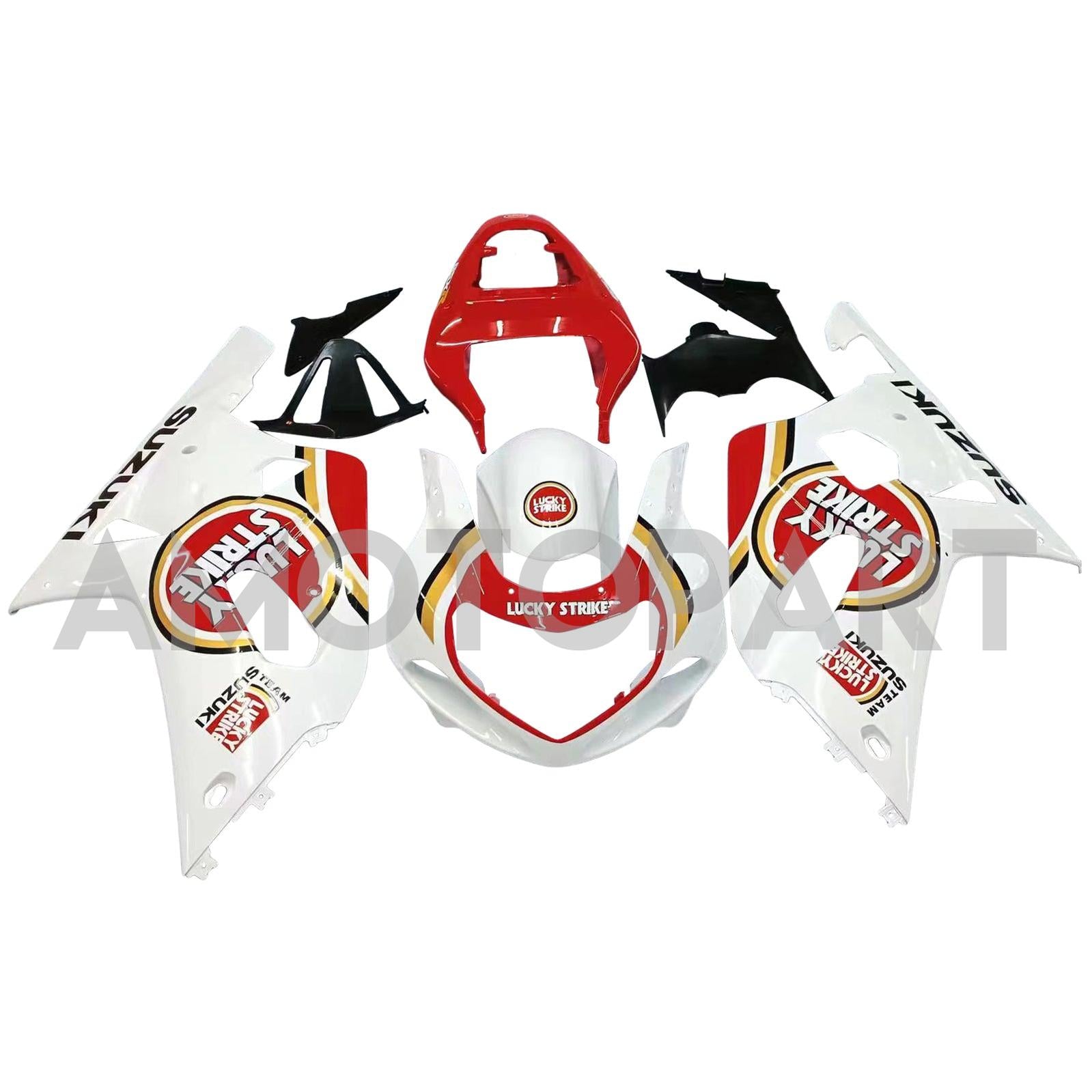 Amotopart Suzuki 01-03 GSXR600 & 00-03 GSXR750 Lucky Strike Racin White Red Fairing Kit