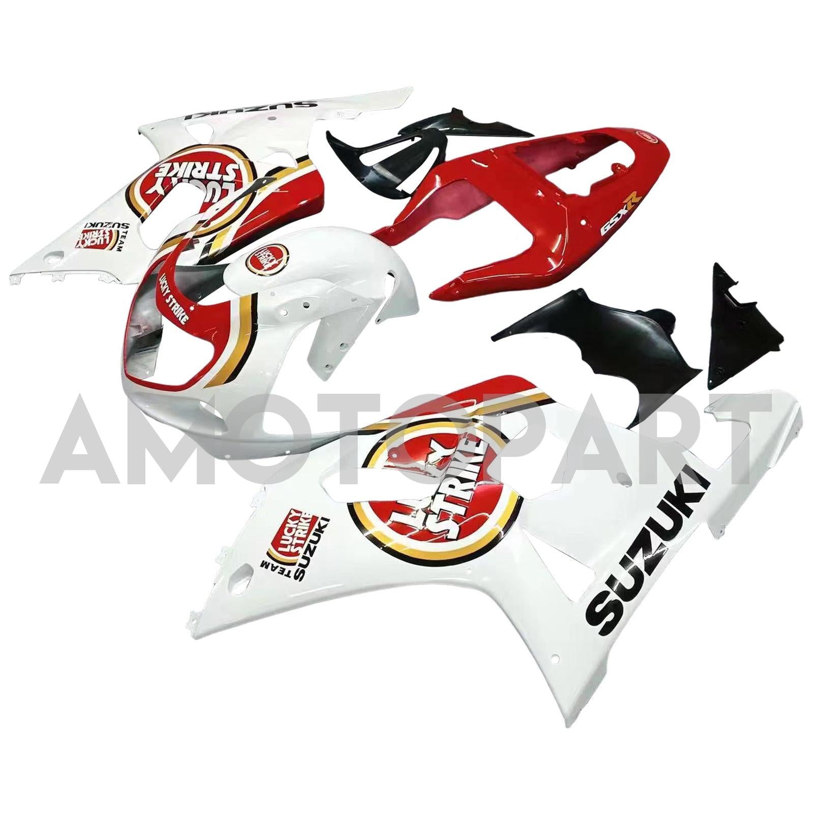 Amotopart Suzuki 01-03 GSXR600 & 00–03 GSXR750 Lucky Strike Racin weiß rot Verkleidungssatz