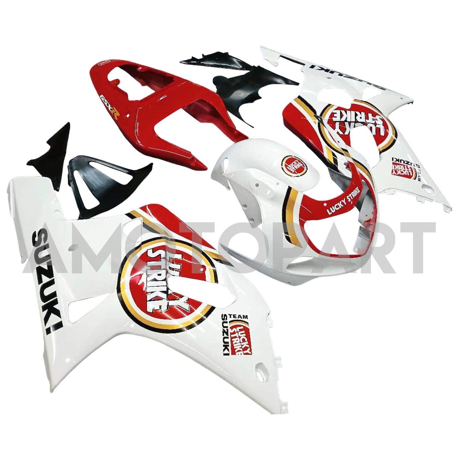 Amotopart Suzuki 01-03 GSXR600 & 00–03 GSXR750 Lucky Strike Racin weiß rot Verkleidungssatz