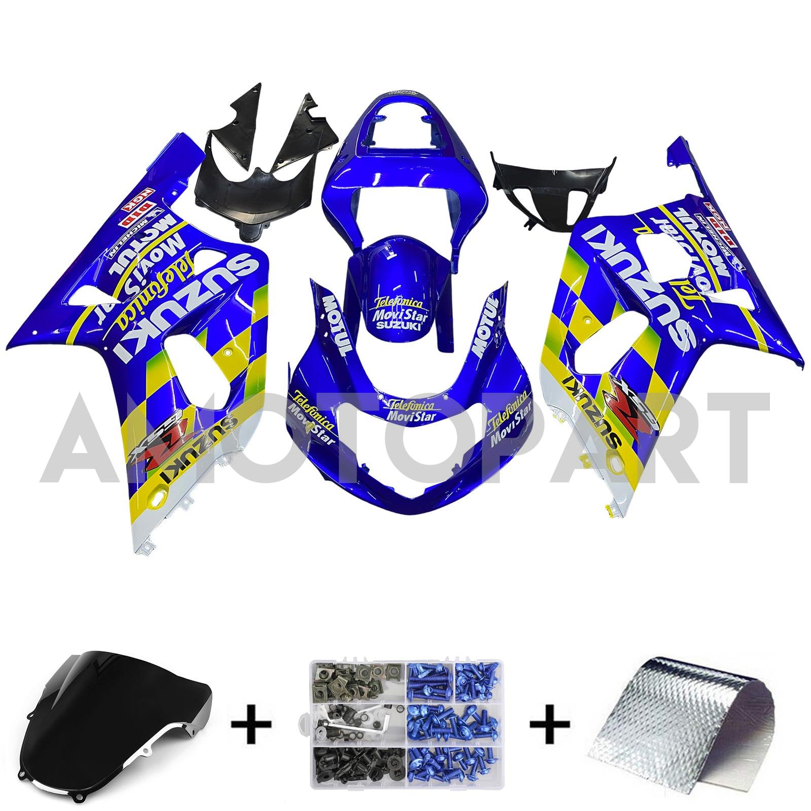 Amotopart Suzuki 01-03 GSXR600 & 00-03 GSXR750 Movistar Racing Blue Fairing Kit