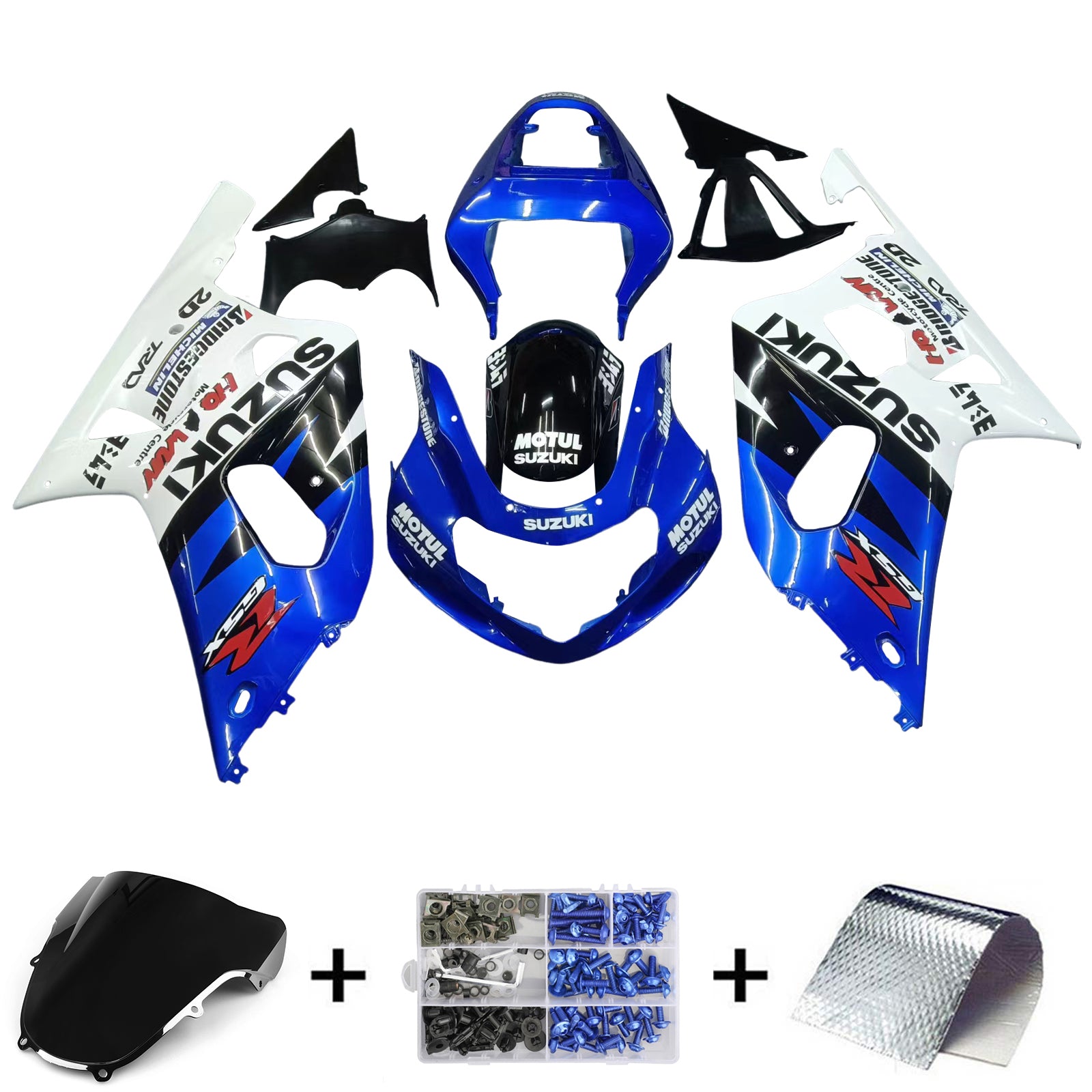 Amotopart Suzuki 01-03 GSXR600 & 00-03 GSXR750 Motul Racing Blue Fairing Kit