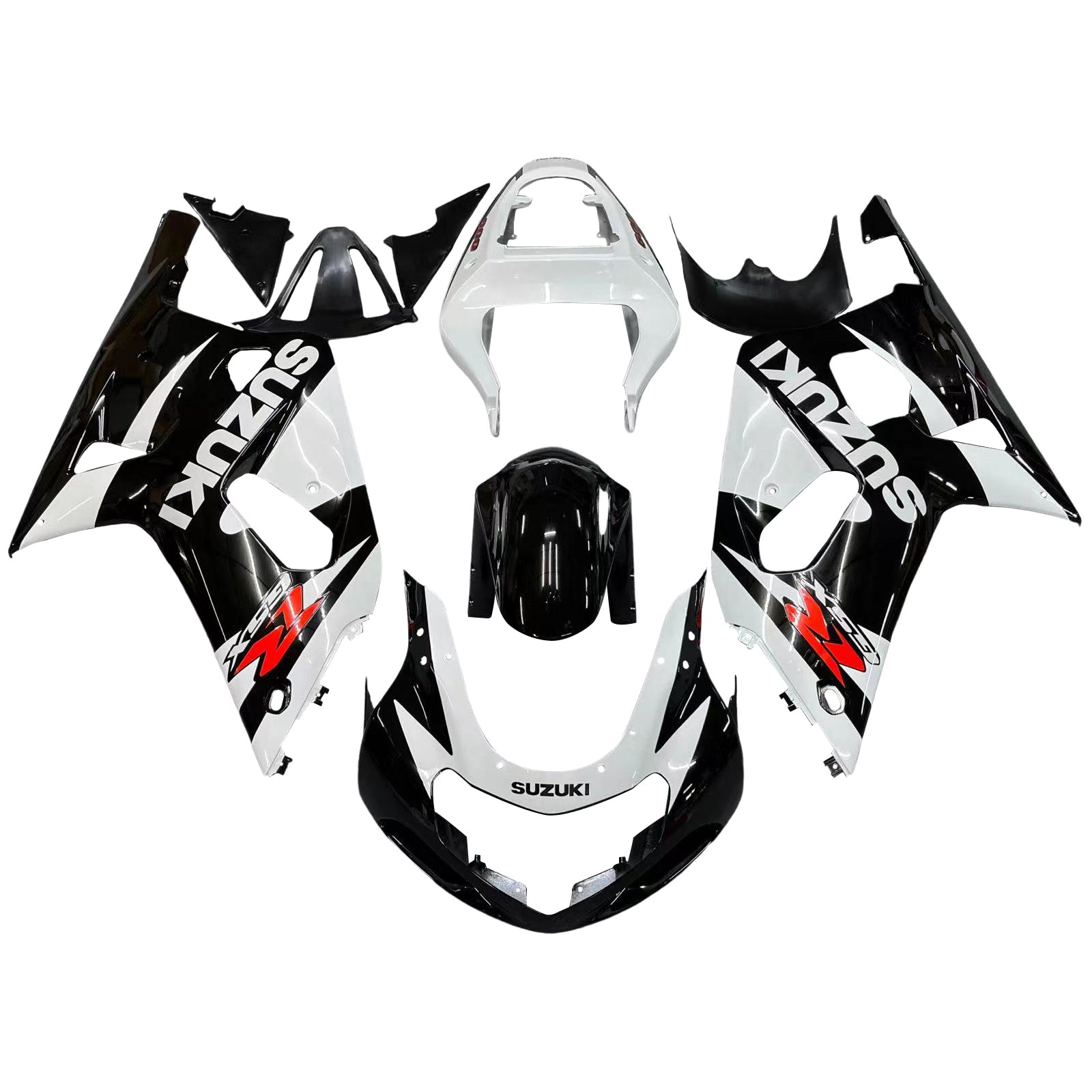 Amotopart Suzuki 01-03 GSXR600 & 00-03 GSXR750 Black White GSXR Racing Fairing Kit