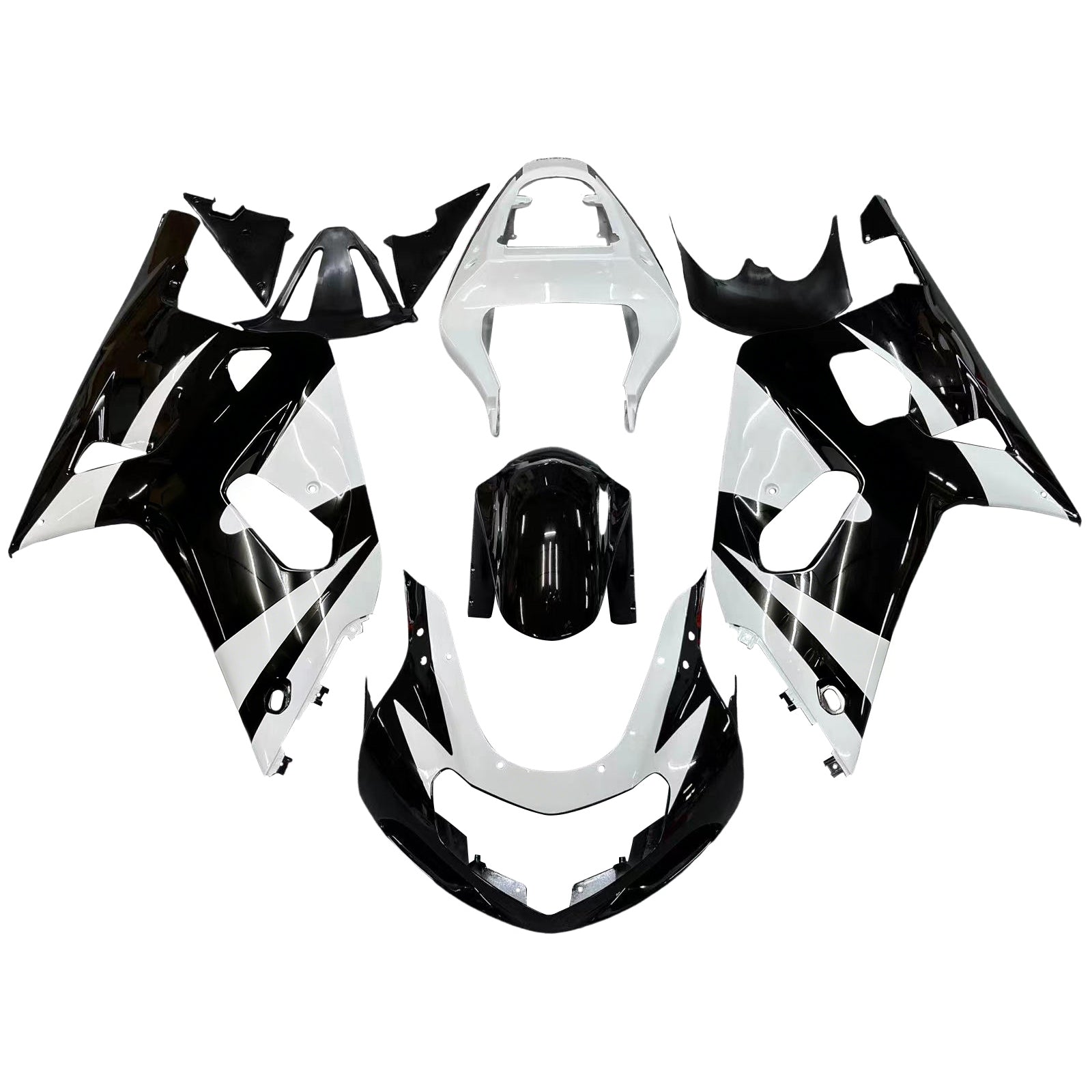 Amotopart Suzuki 01-03 GSXR600 & 00-03 GSXR750 Black White GSXR Racing Fairing Zestaw