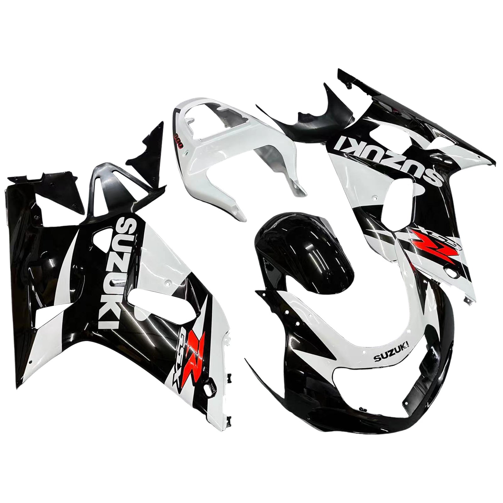 Amotopart Suzuki 01-03 GSXR600 & 00-03 GSXR750 Kit de carénage GSXR Racing noir blanc