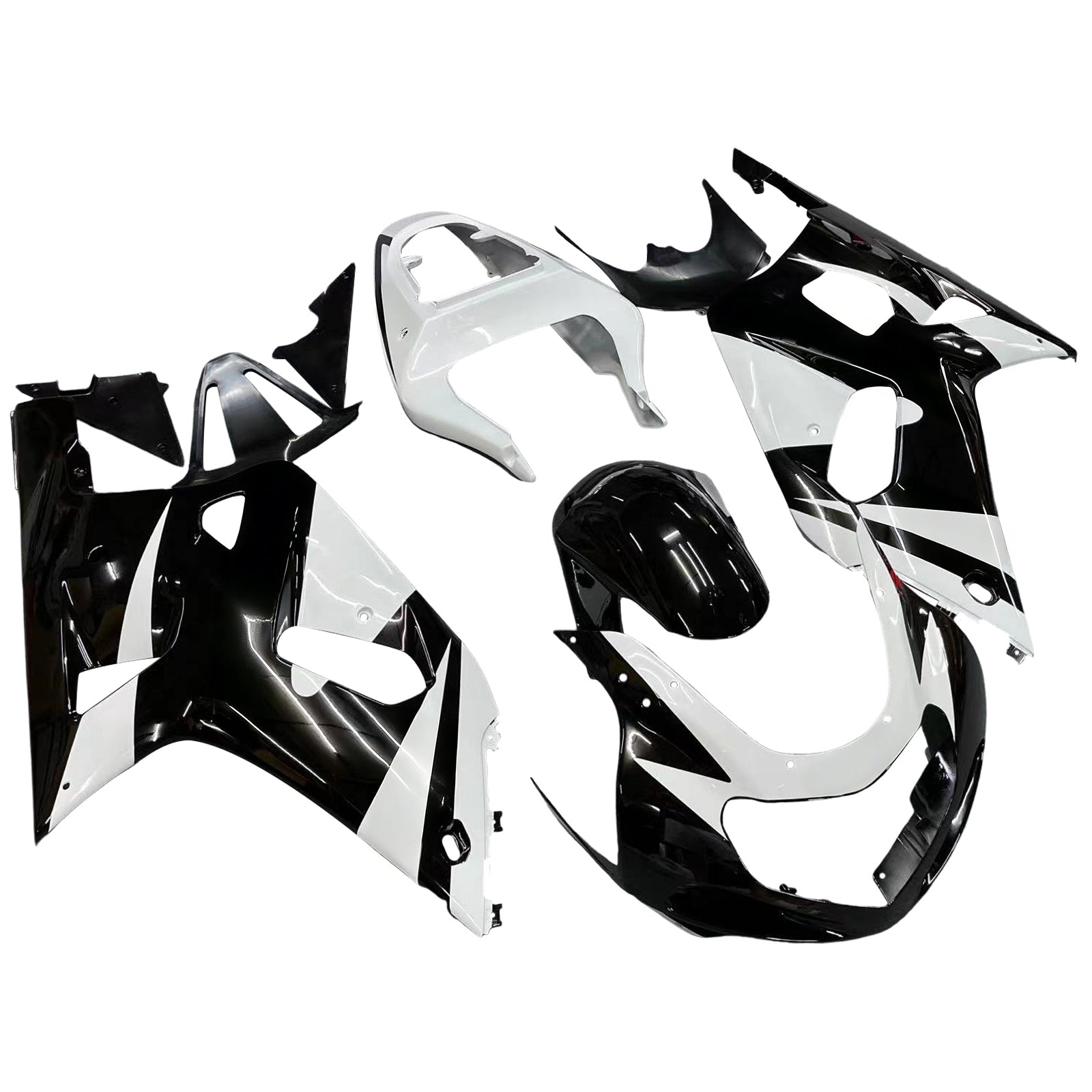Amotopart Suzuki 01-03 GSXR600 & 00-03 GSXR750 Black White Fairing Kit