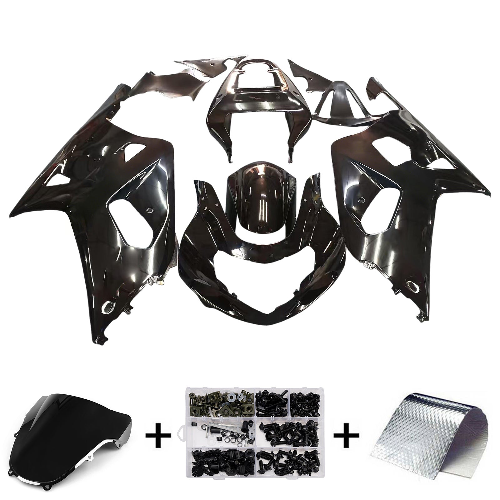 Amotopart Suzuki 01-03 GSXR600 & 00-03 GSXR750 Black Fairing Kit