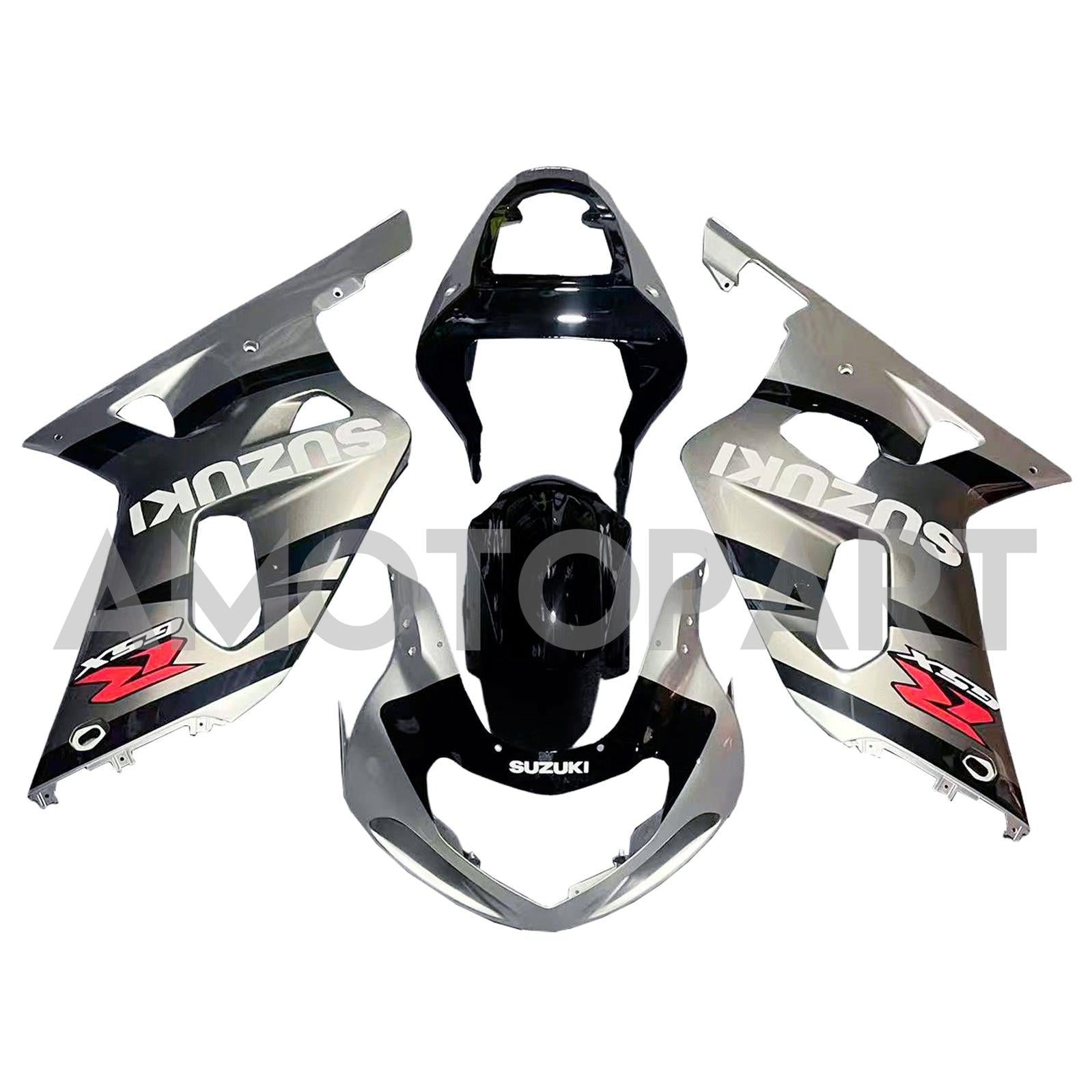 Amotopart Suzuki 01-03 GSXR600 & 00-03 GSXR750 2-Tone GSXR Racing Silver Fairing Kit